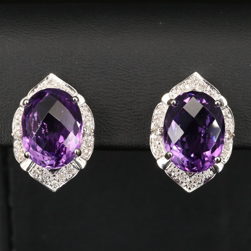 14K Amethyst and Diamond Arabesque Earrings