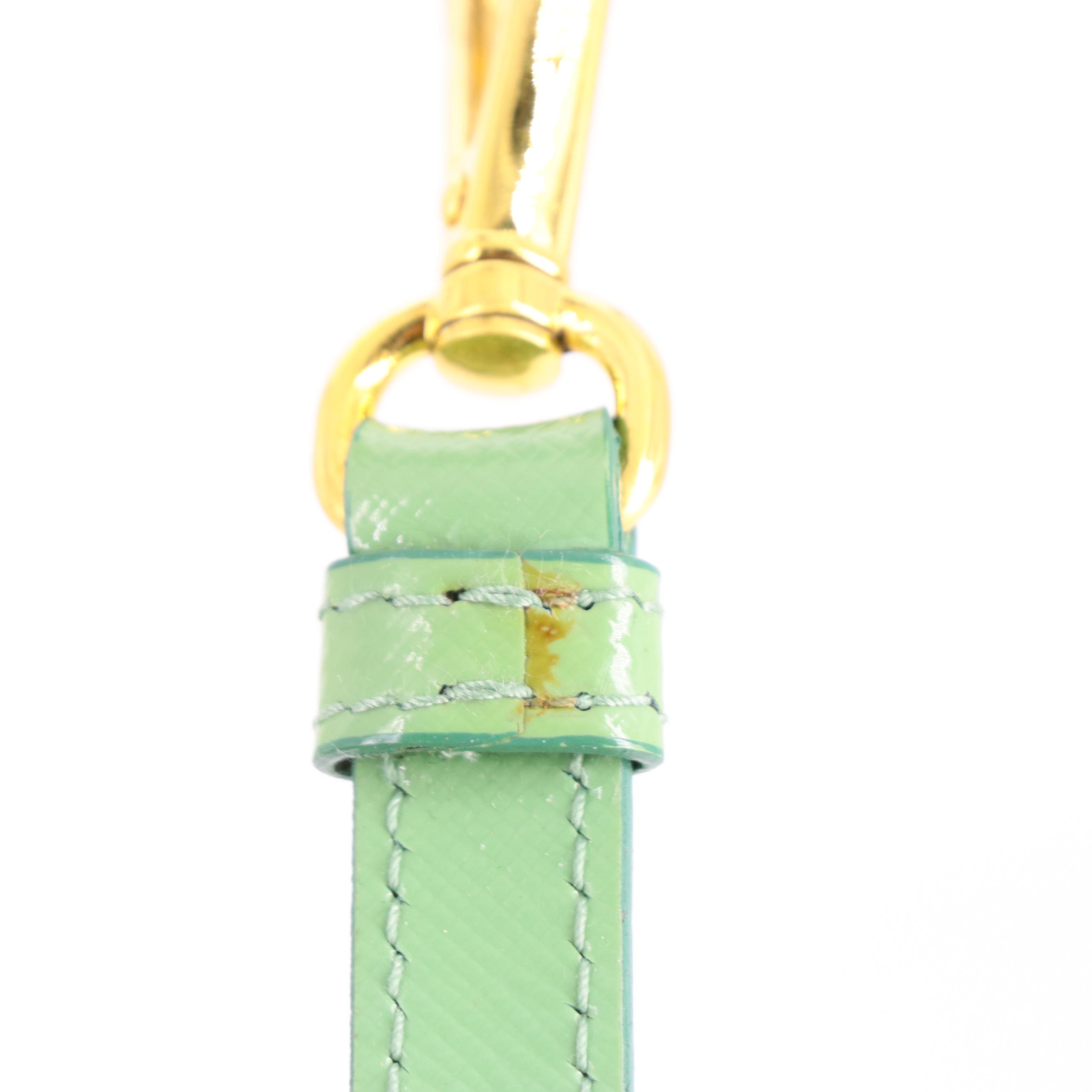 Prada Green Saffiano Patent Leather Bauletto Two-Way Bag