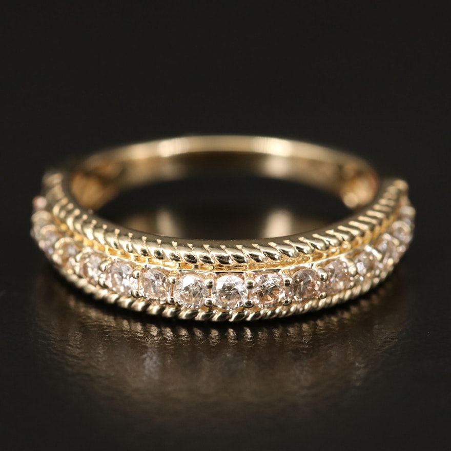 14K Diamond Band with Rope Detailing