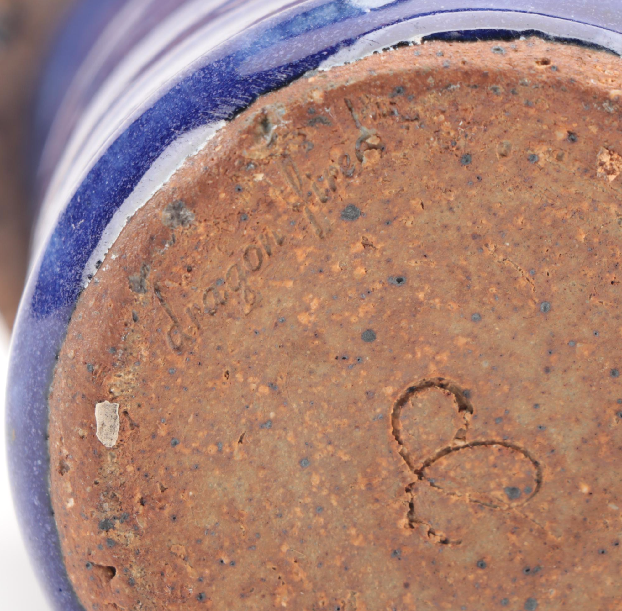 Dragon Fired Studio Pottery Cylindrical Vase with Applied Coiled Dragon