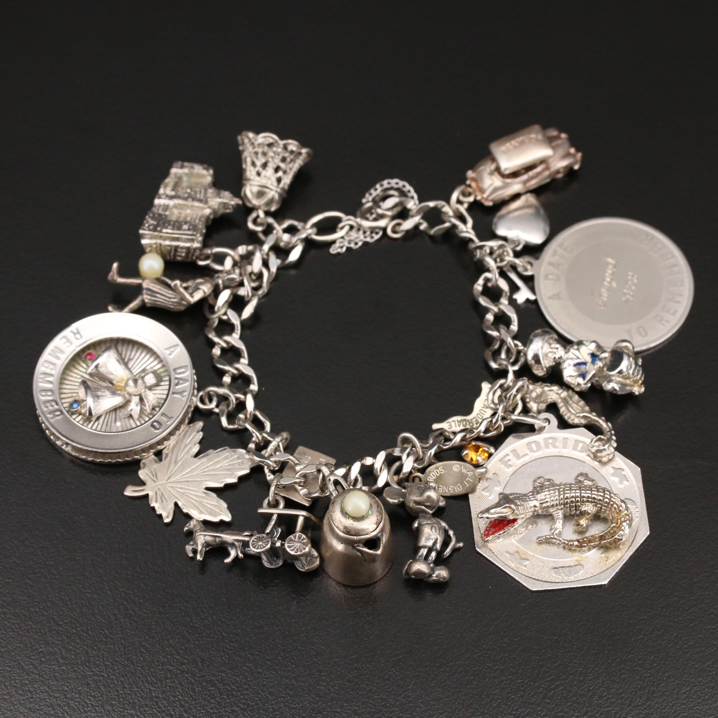 Vintage Sterling Silver Charm Bracelet