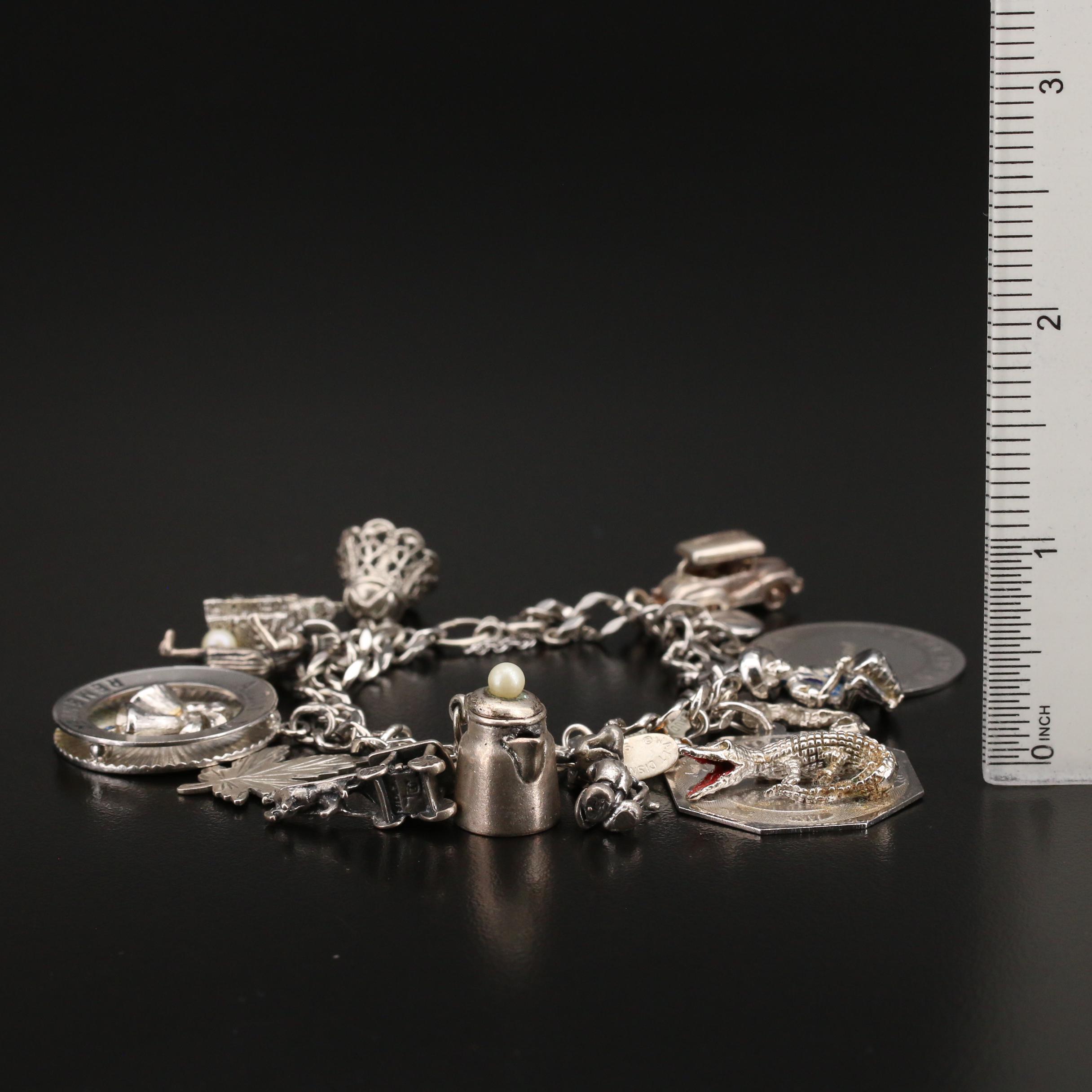Vintage Sterling Silver Charm Bracelet