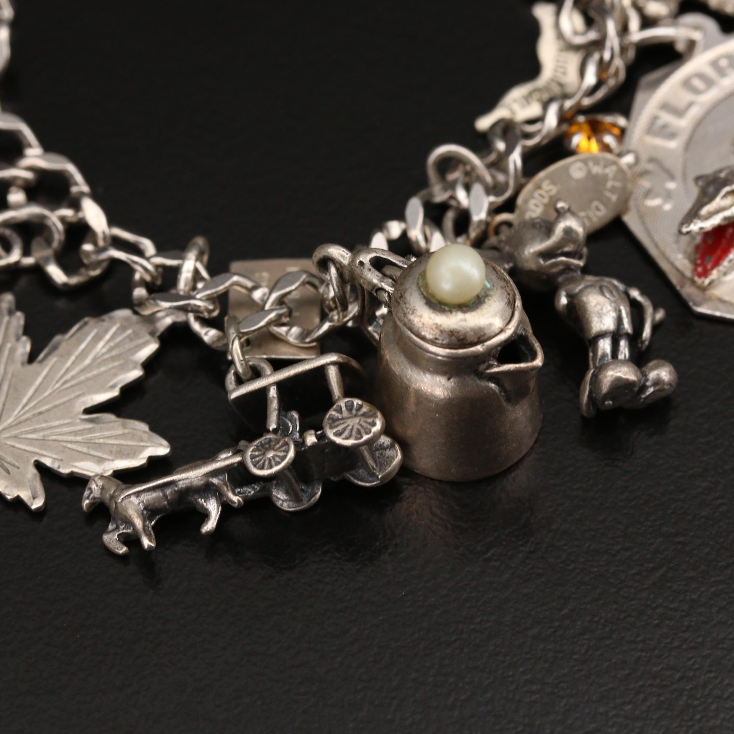 Vintage Sterling Silver Charm Bracelet