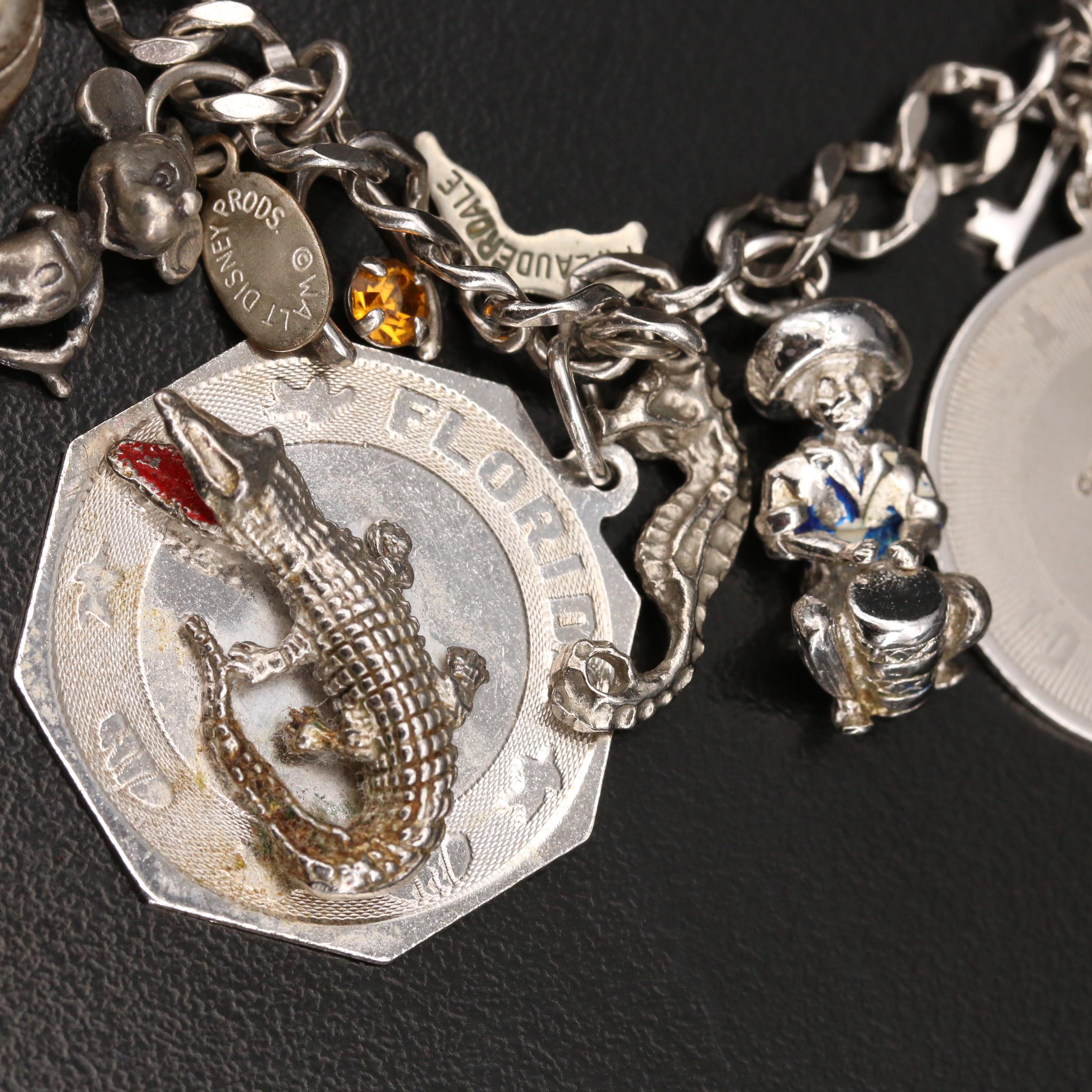 Vintage Sterling Silver Charm Bracelet