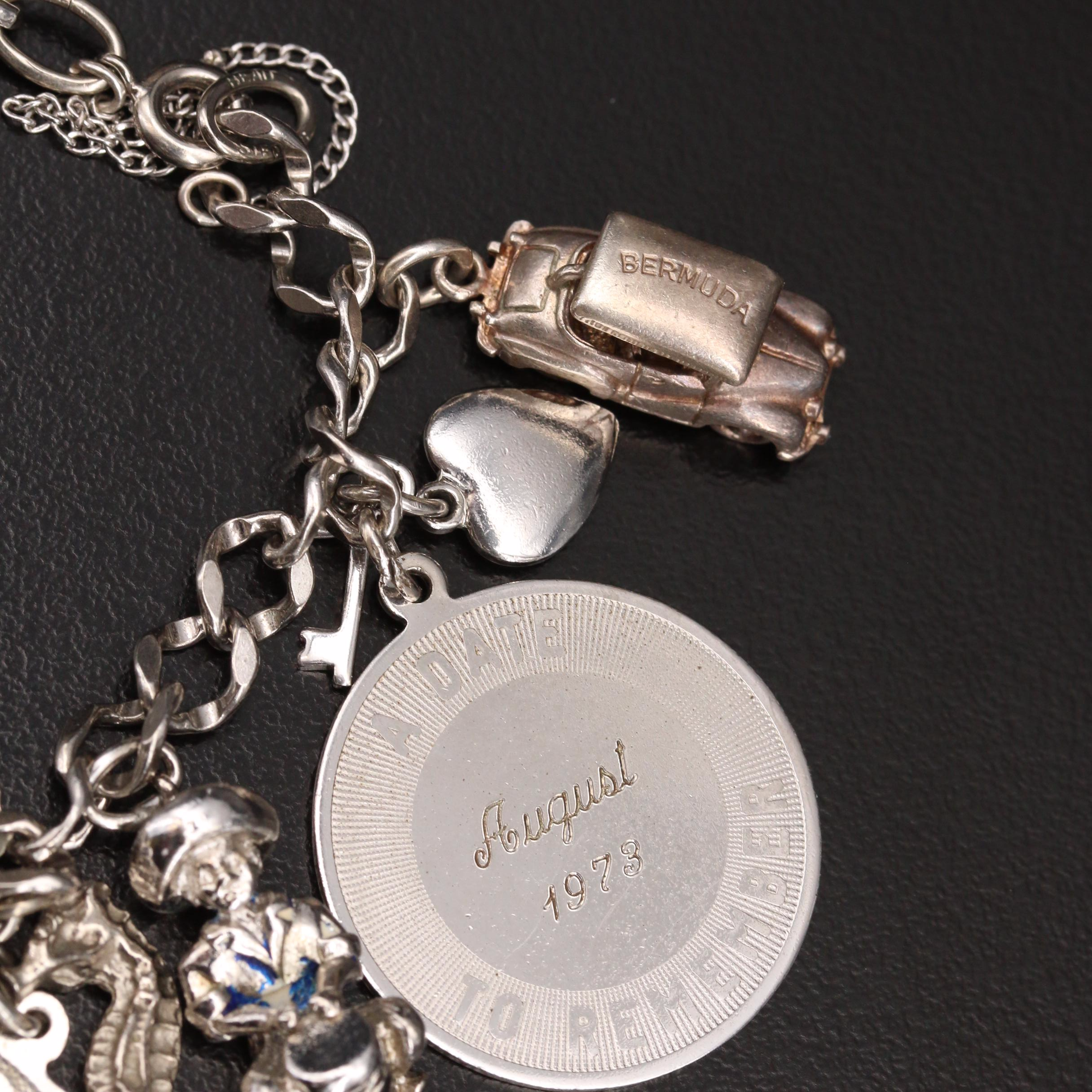 Vintage Sterling Silver Charm Bracelet