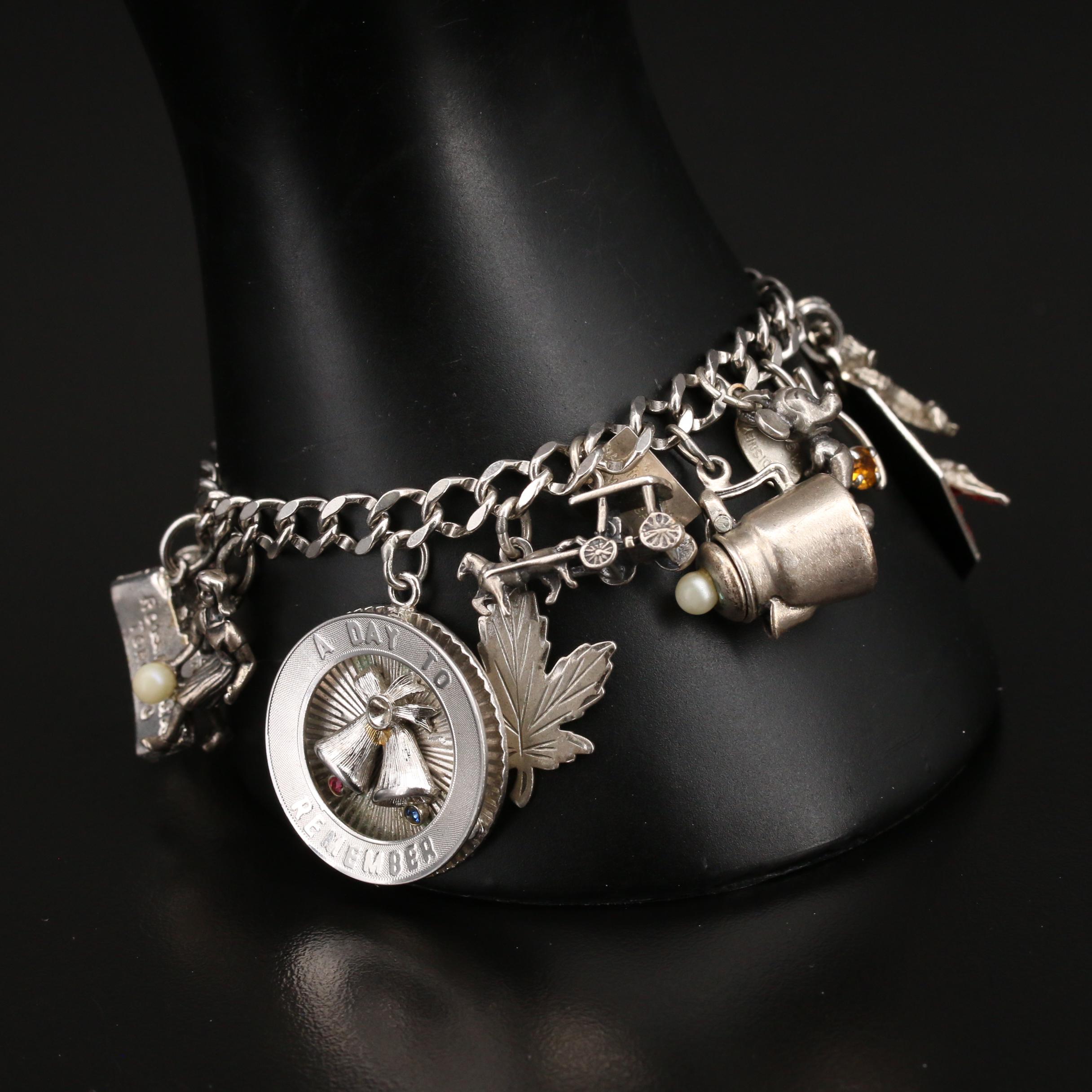 Vintage Sterling Silver Charm Bracelet