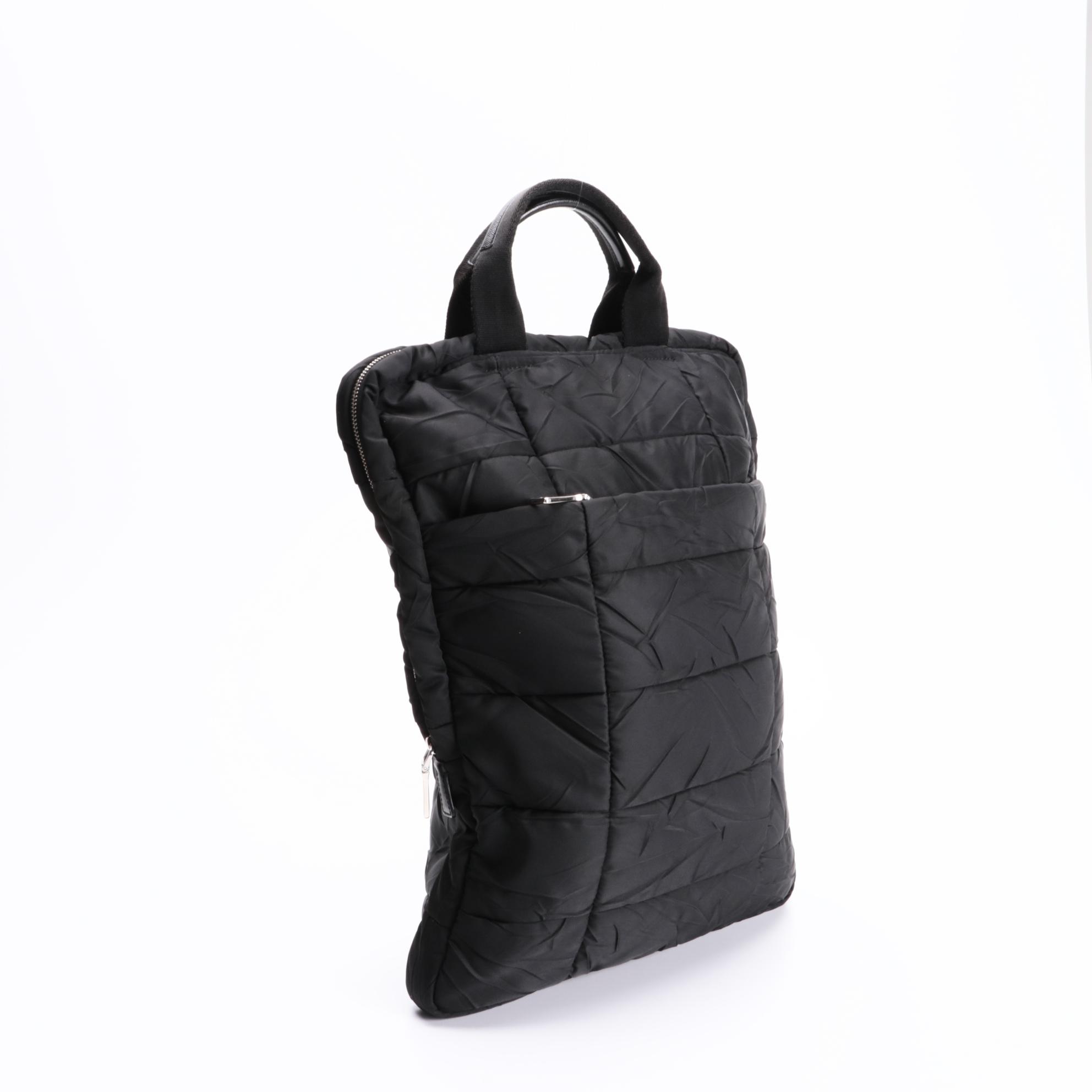 Prada Black Quilted Tessuto Nylon Travel Zip Tote
