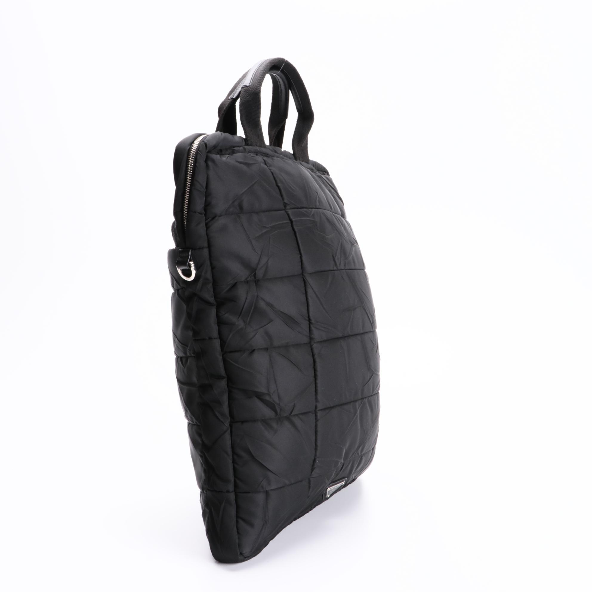 Prada Black Quilted Tessuto Nylon Travel Zip Tote