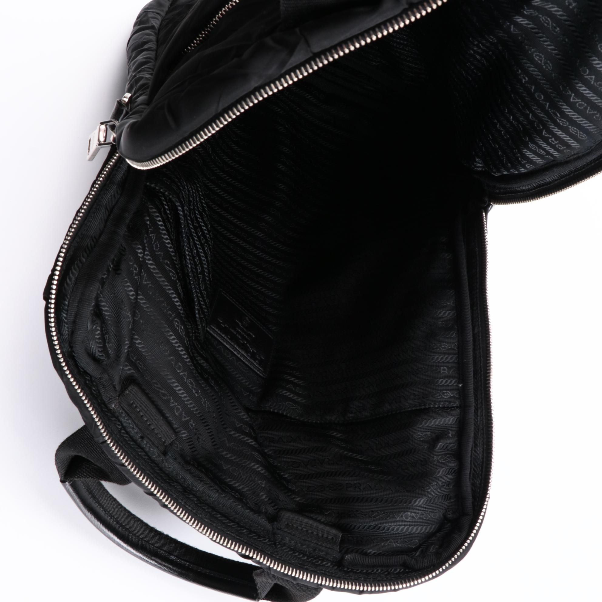 Prada Black Quilted Tessuto Nylon Travel Zip Tote