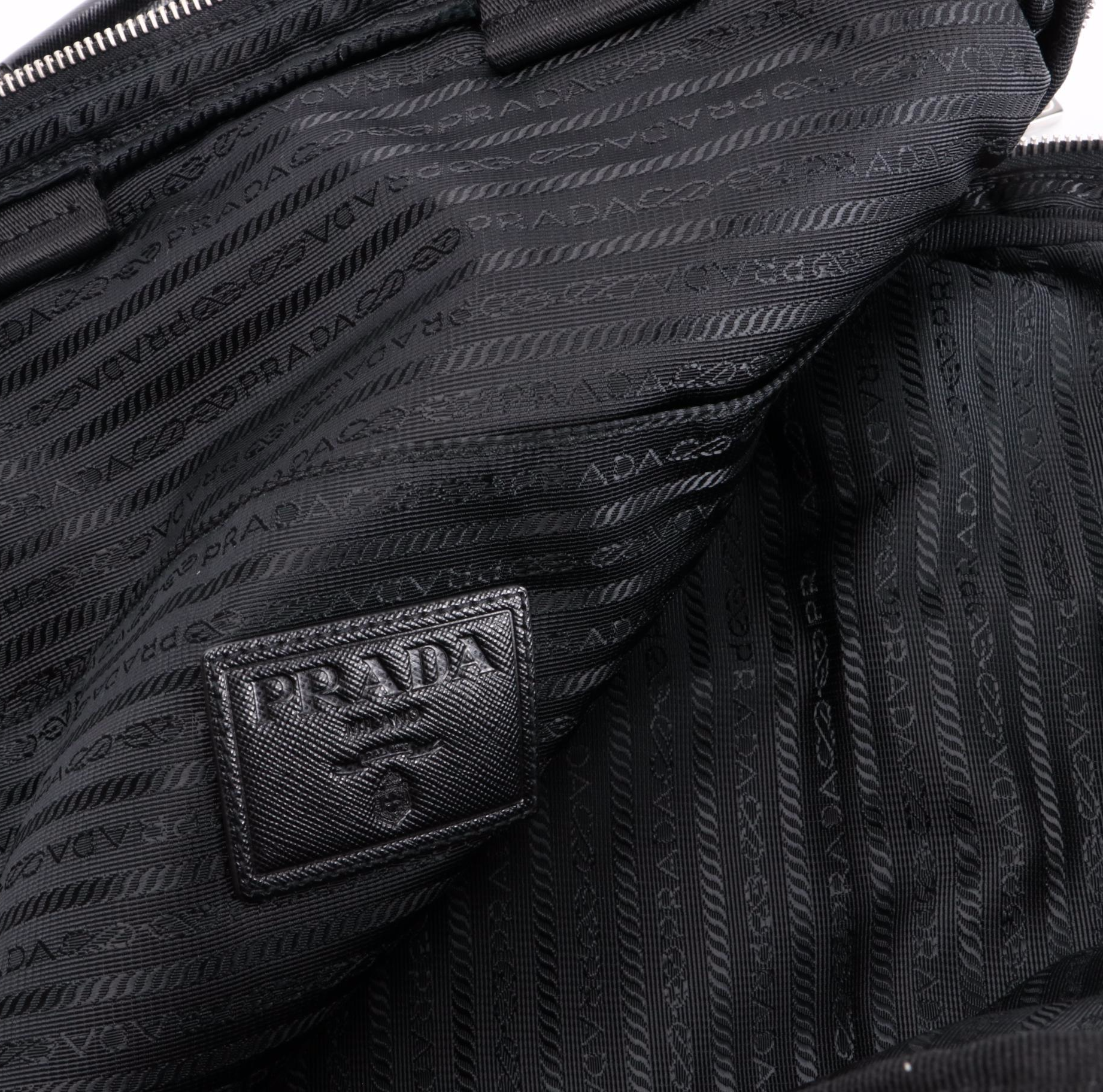 Prada Black Quilted Tessuto Nylon Travel Zip Tote