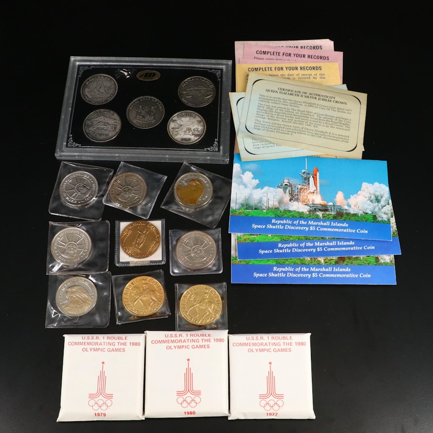 Assortment of Commemorative Coins and Medals