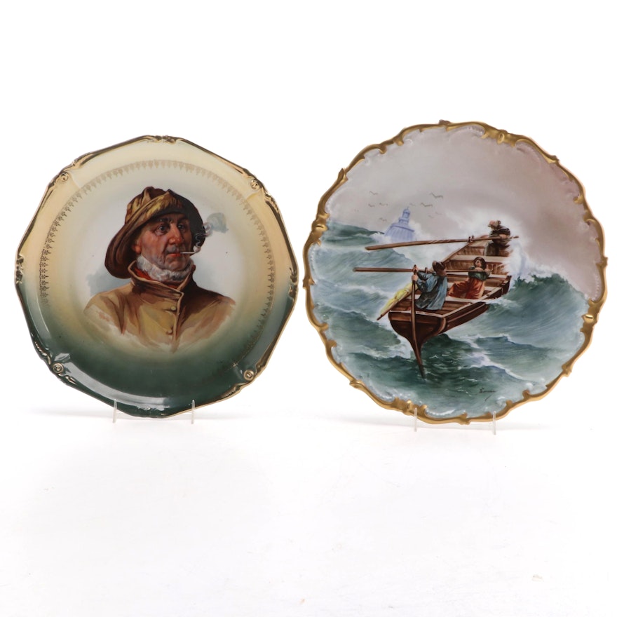 Lazarus, Rosenfeld & Lehman Hand-Painted Limoges Plate and Other Porcelain Plate