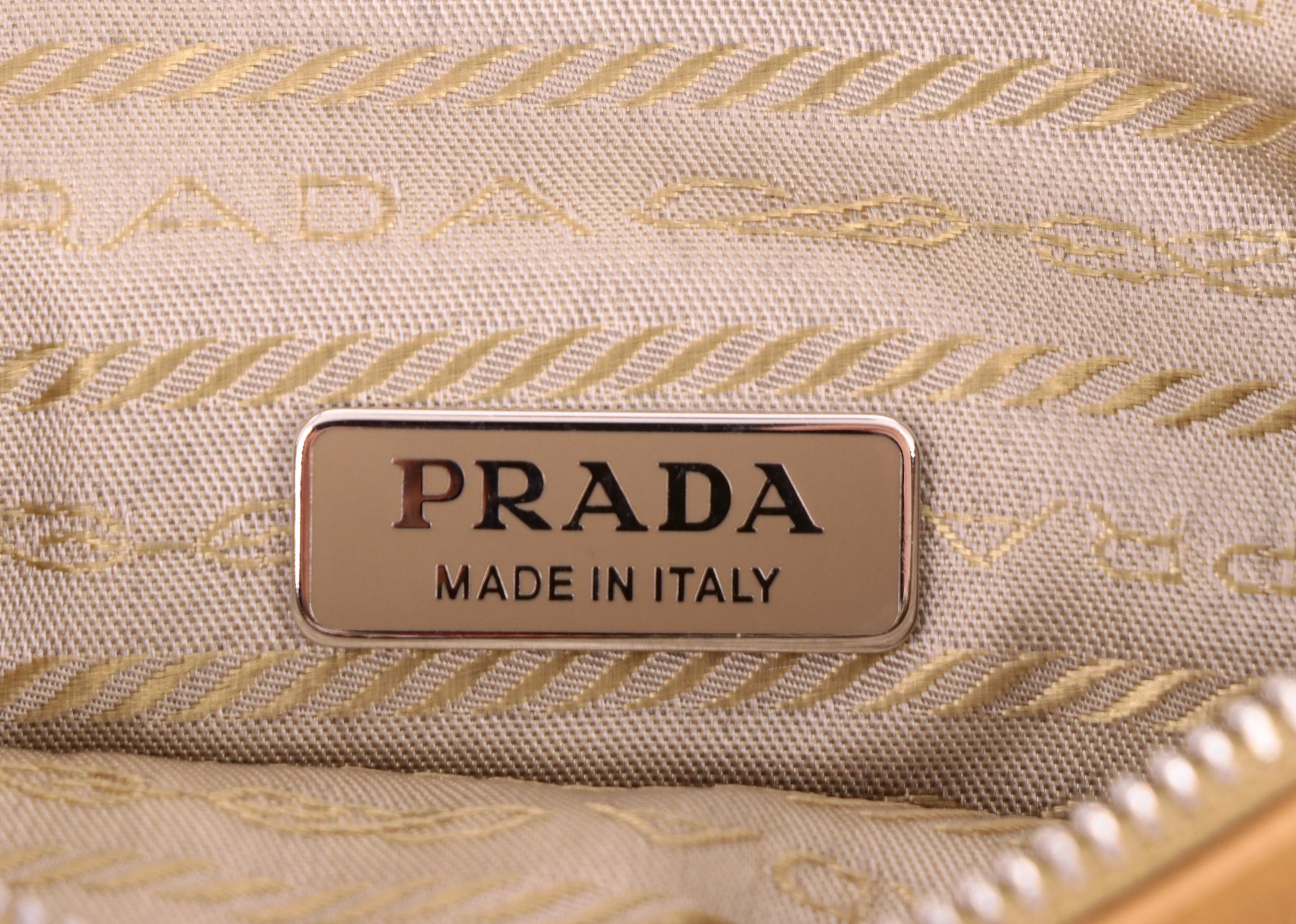 Prada Foldover Wallet in Tan Grained Leather