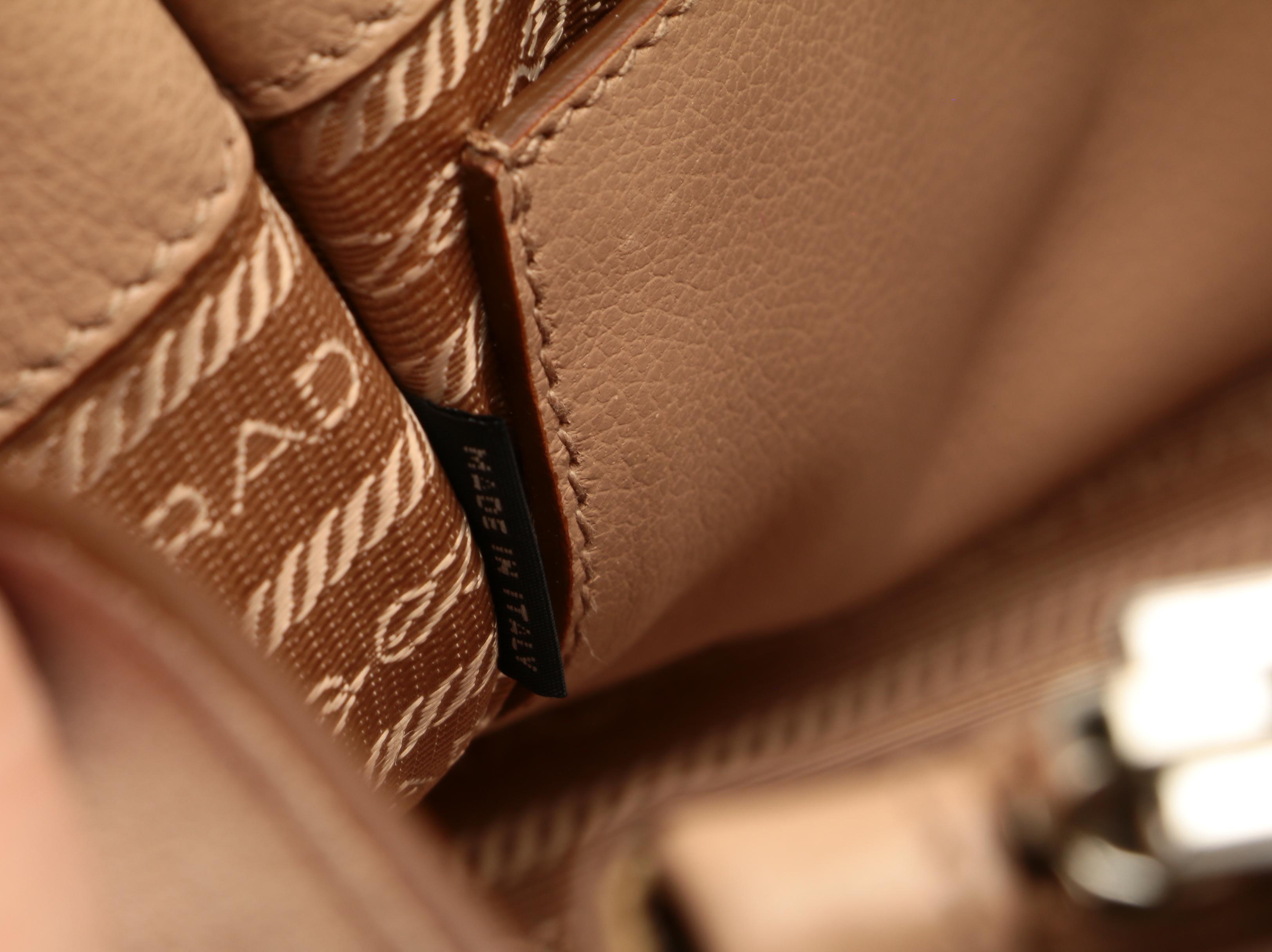 Prada Mini City Twin Pocket Tote in Beige Leather and Suede