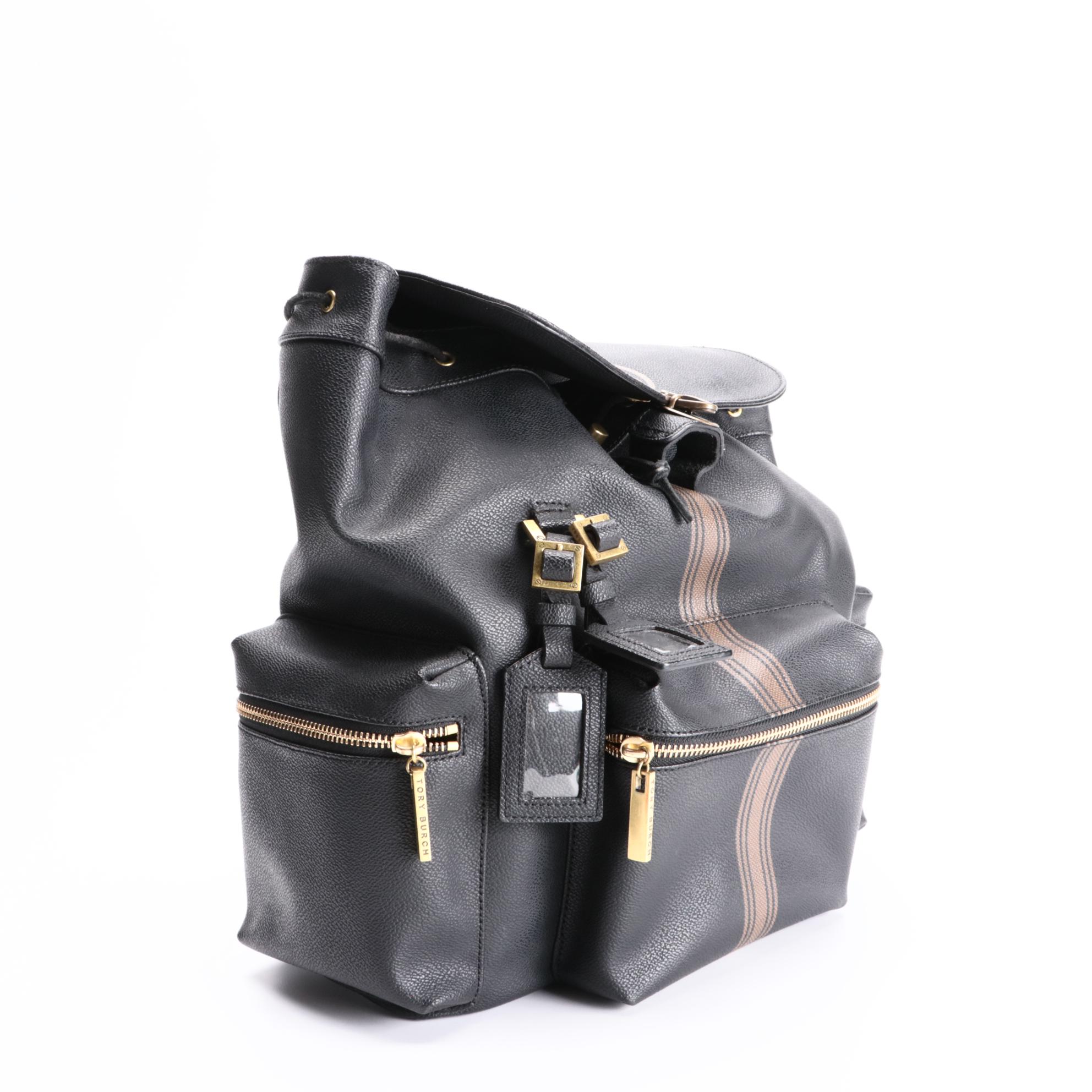 Tory Burch Stripe Pushlock Backpack