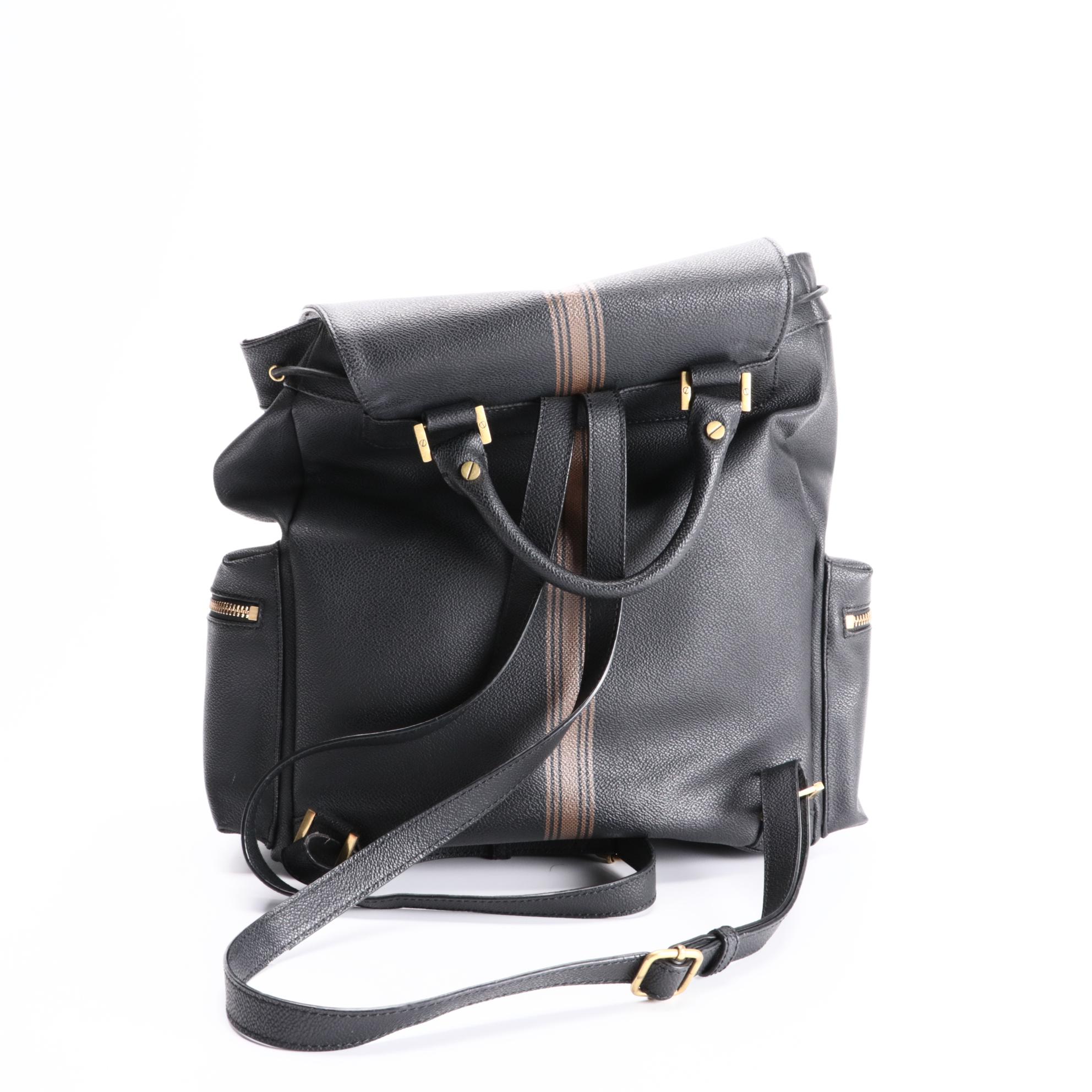 Tory Burch Stripe Pushlock Backpack