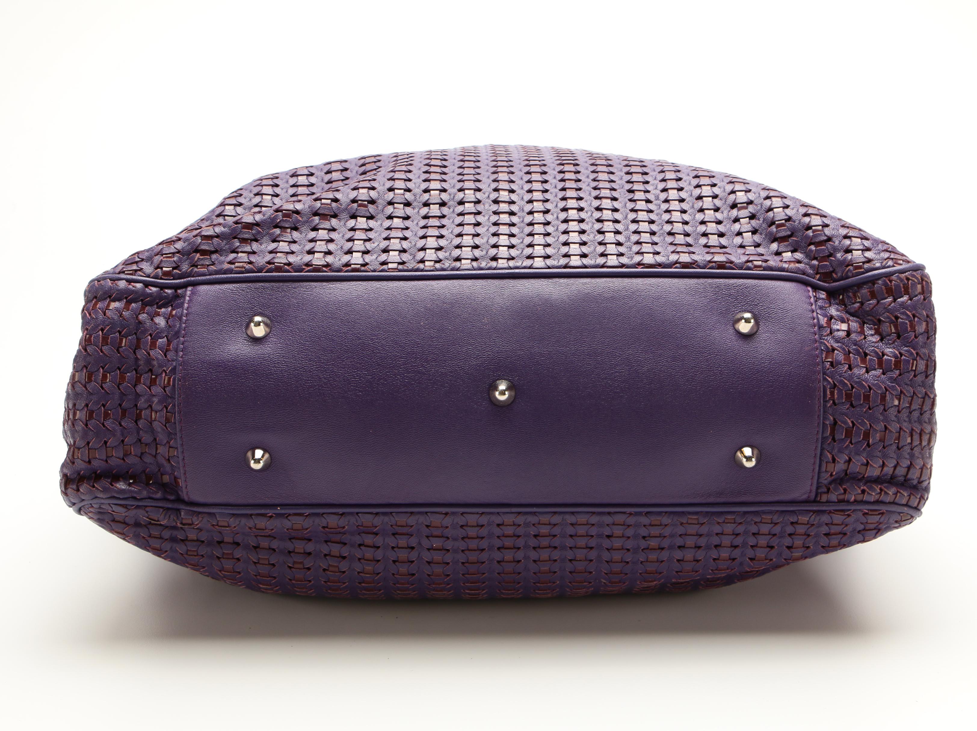 Christian Dior Purple Woven Leather Tote