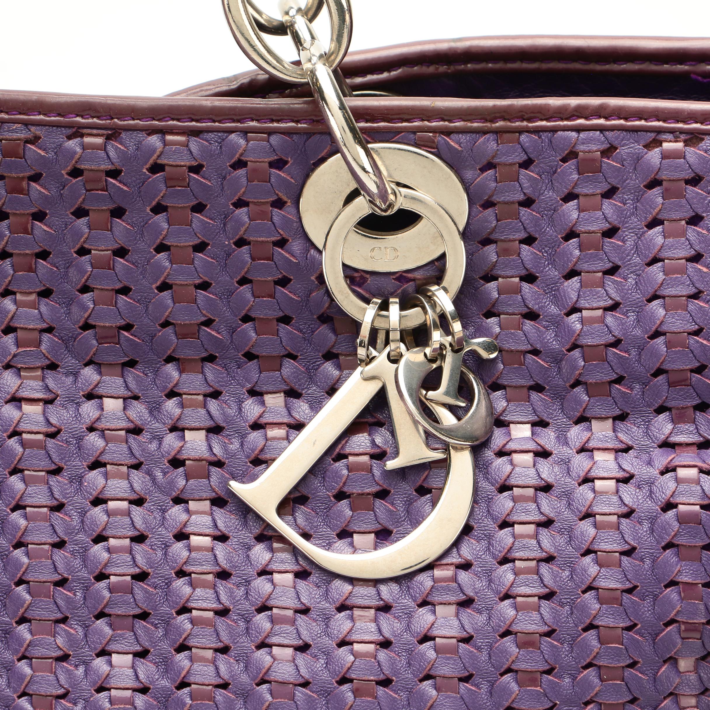 Christian Dior Purple Woven Leather Tote