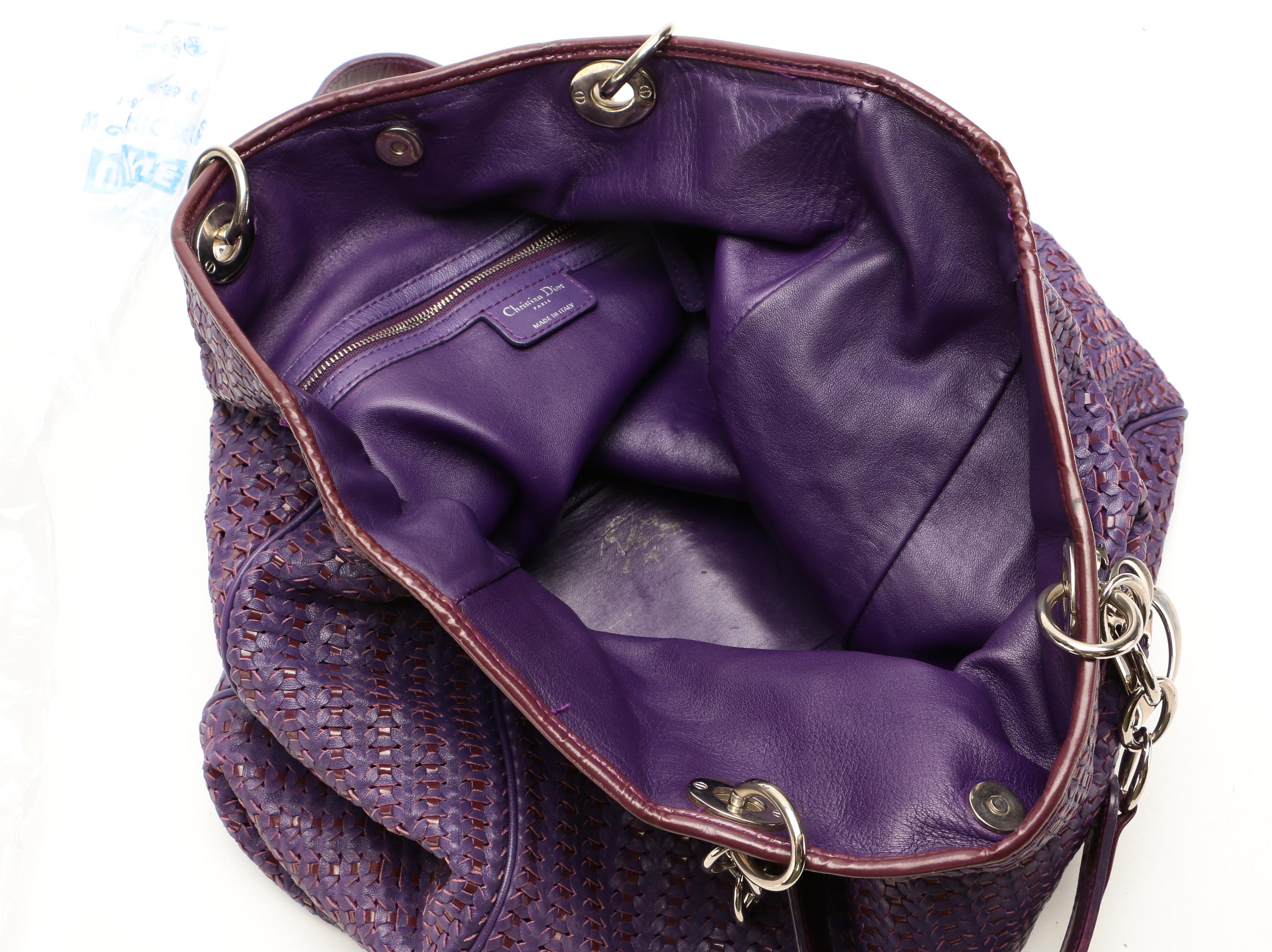 Christian Dior Purple Woven Leather Tote