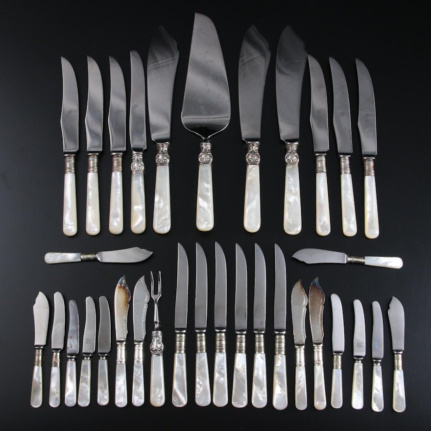 Kirk and Northampton Table Service Knives with MOP Handles