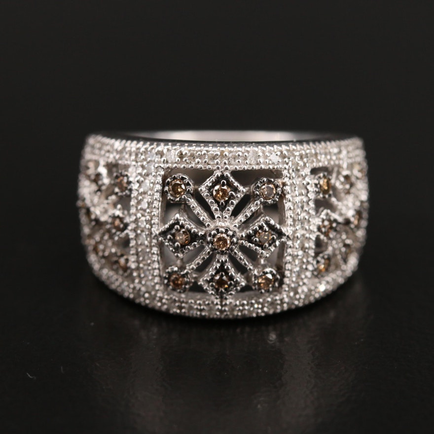 Sterling Diamond  Openwork Band