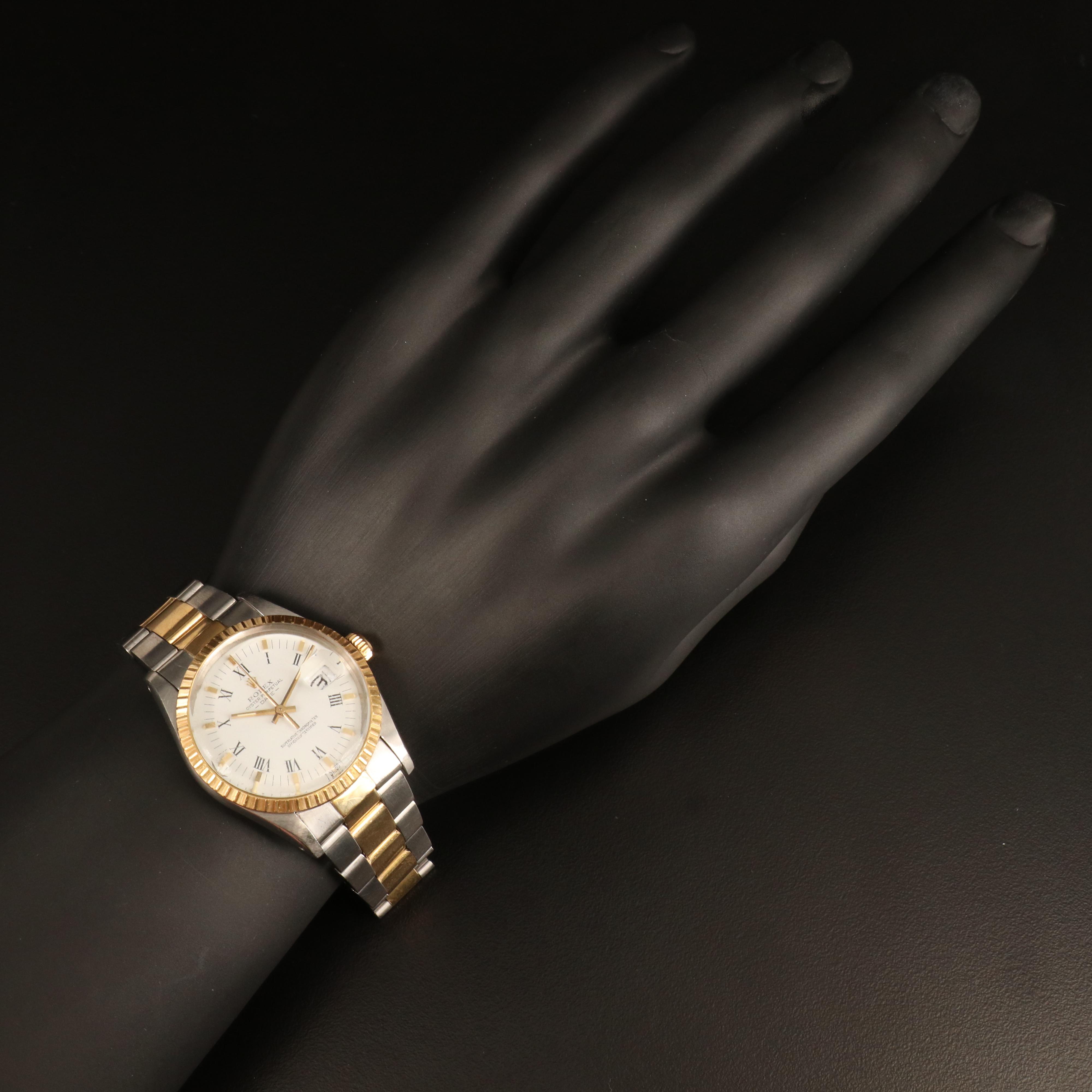 1984 Rolex Date 18K Yellow Gold and Stainless Steel Automatic Watch