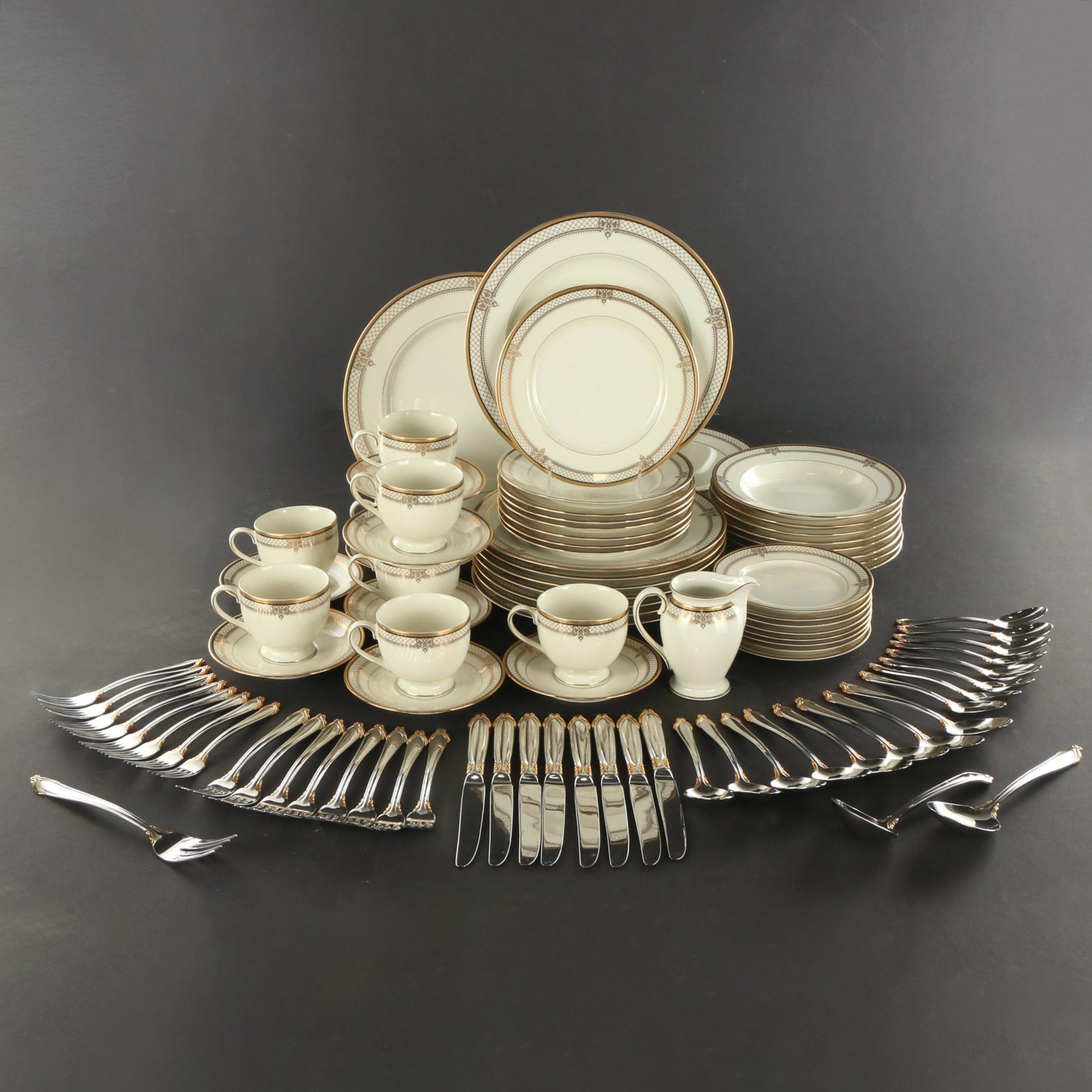 Mikasa "Regal Court" Porcelain Dinnerware and Flatware, Late 20th Century