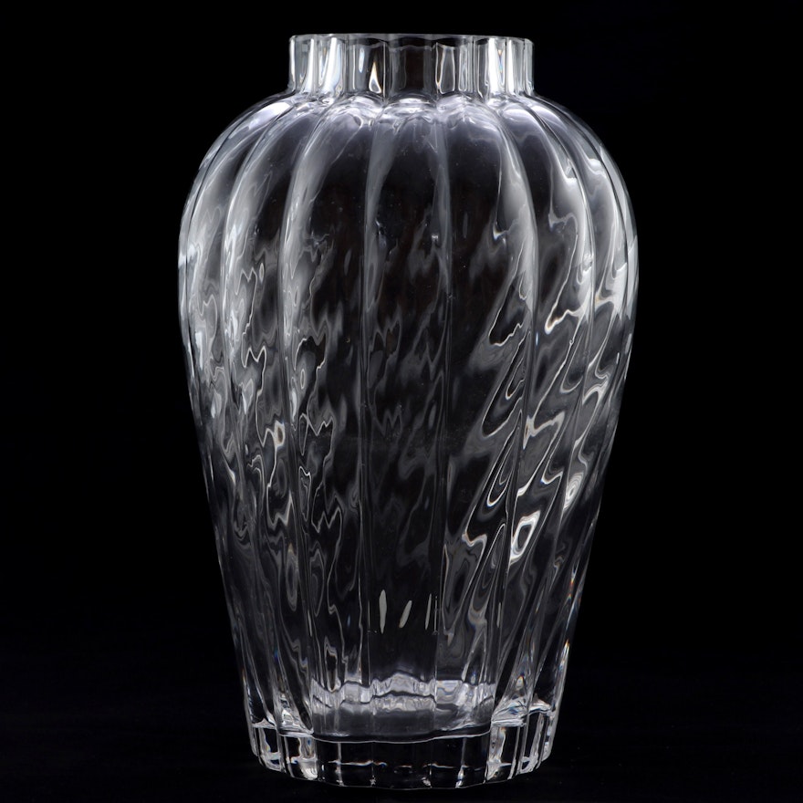 Tiffany & Co. "Oriental" Optic Swirl Crystal Vase