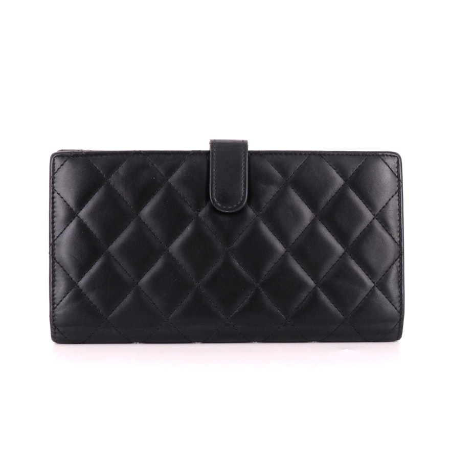 Chanel Cambon Ligne Long Wallet in Quilted Black Lambskin Leather