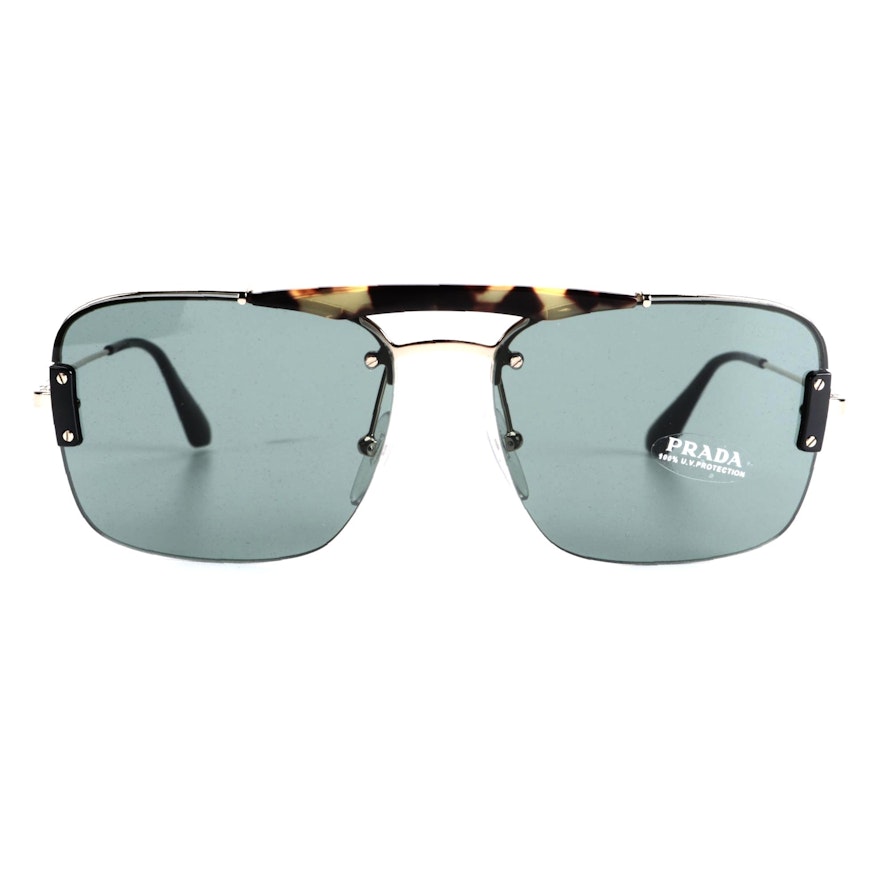 Prada SPR56V Square Rimless Sunglasses with Case