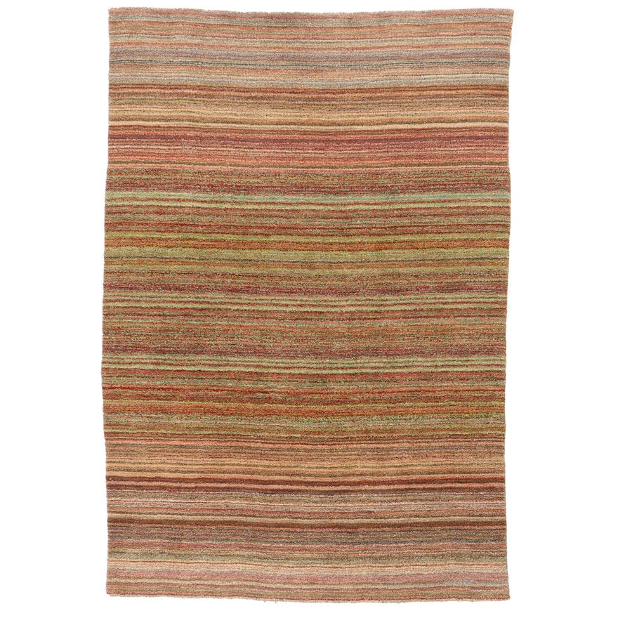 5'6 x 7'11 Hand-Knotted Striped Area Rug, 2000s