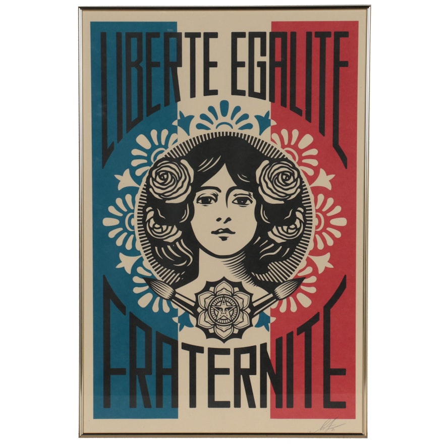 Shepard Fairey Offset Print  "Liberté Egalité Fraternité," 2021