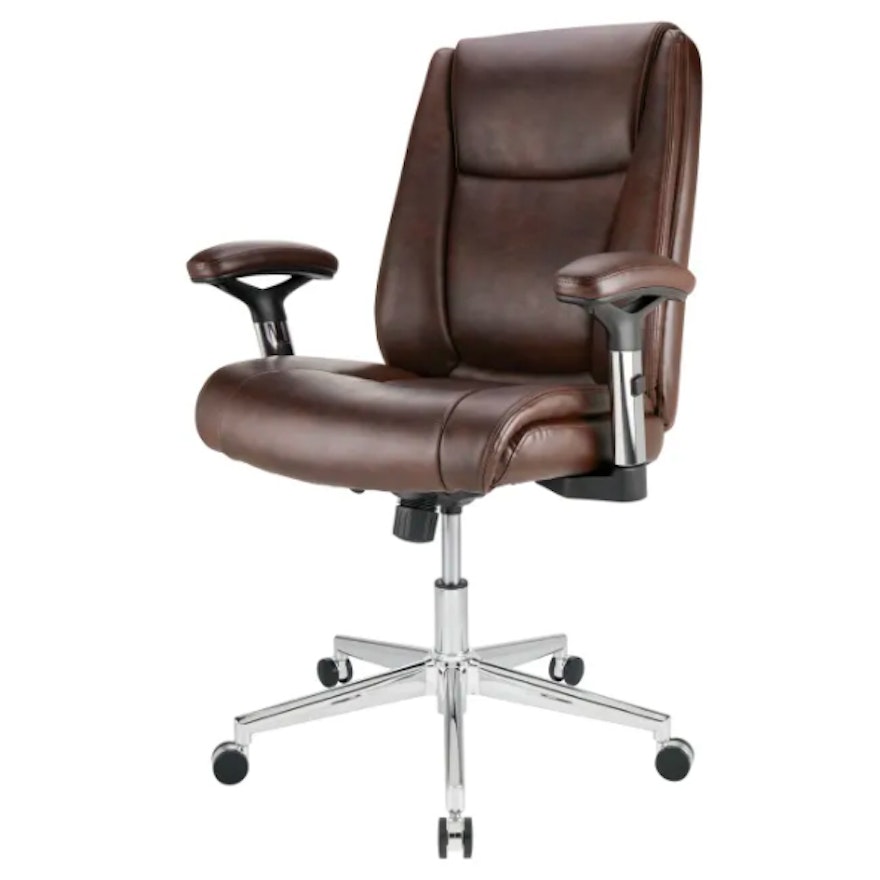 Realspace "Densey" Brown Bonded Leather Mid-Back Manager's Chair