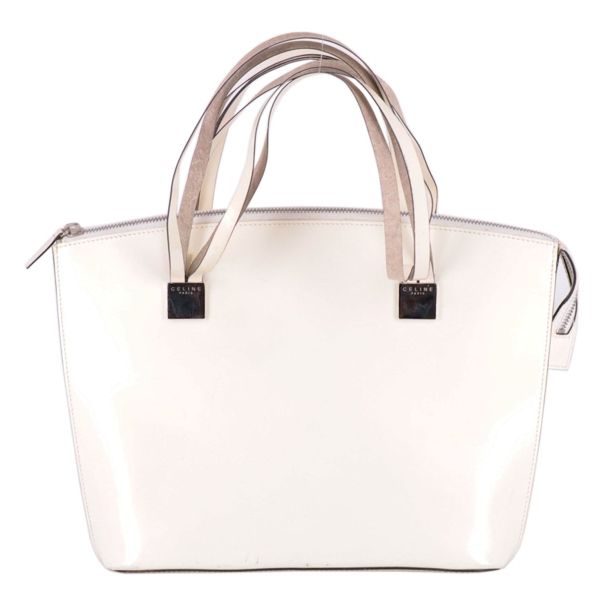 Céline Shoulder Bag in White Smooth Leather