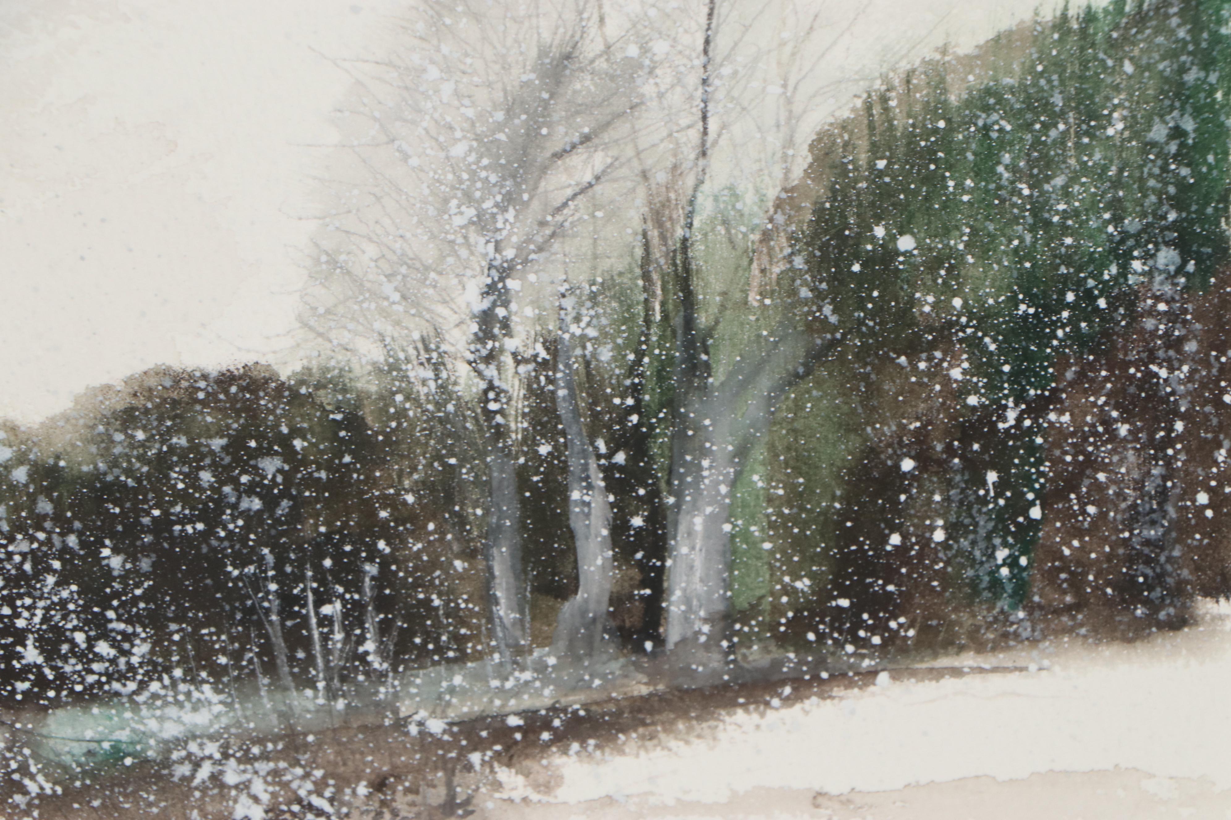 Dick Heffelfinger Watercolor Painting of Winter Farm, 2010