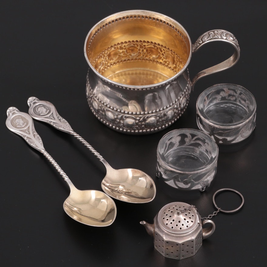 Towle Sterling Silver Handled Cup and Other Sterling Tableware