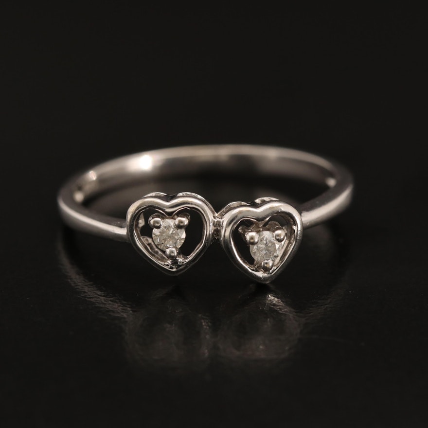 10K Diamond Heart "Promise" Ring