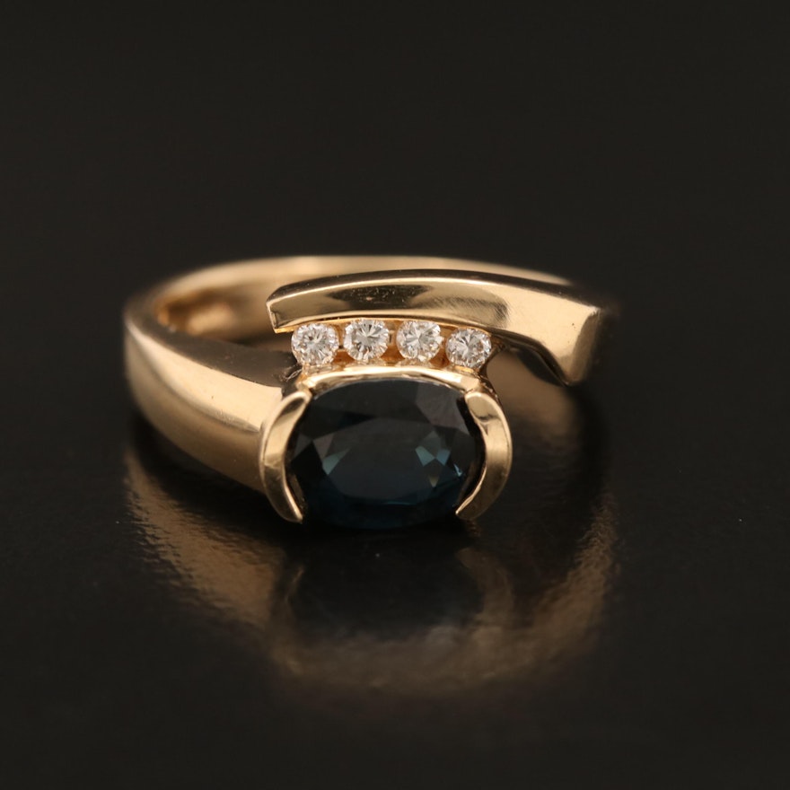 14K 1.55 CT Sapphire and Diamond Ring