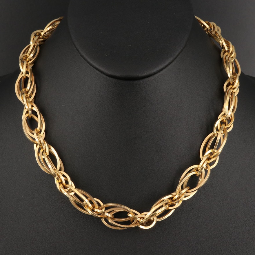 14K Triple Oval Link Necklace