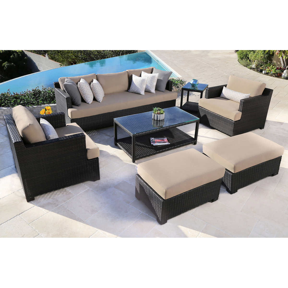 Abbyson Living "Belmont" Seven Piece Patio Seating Set