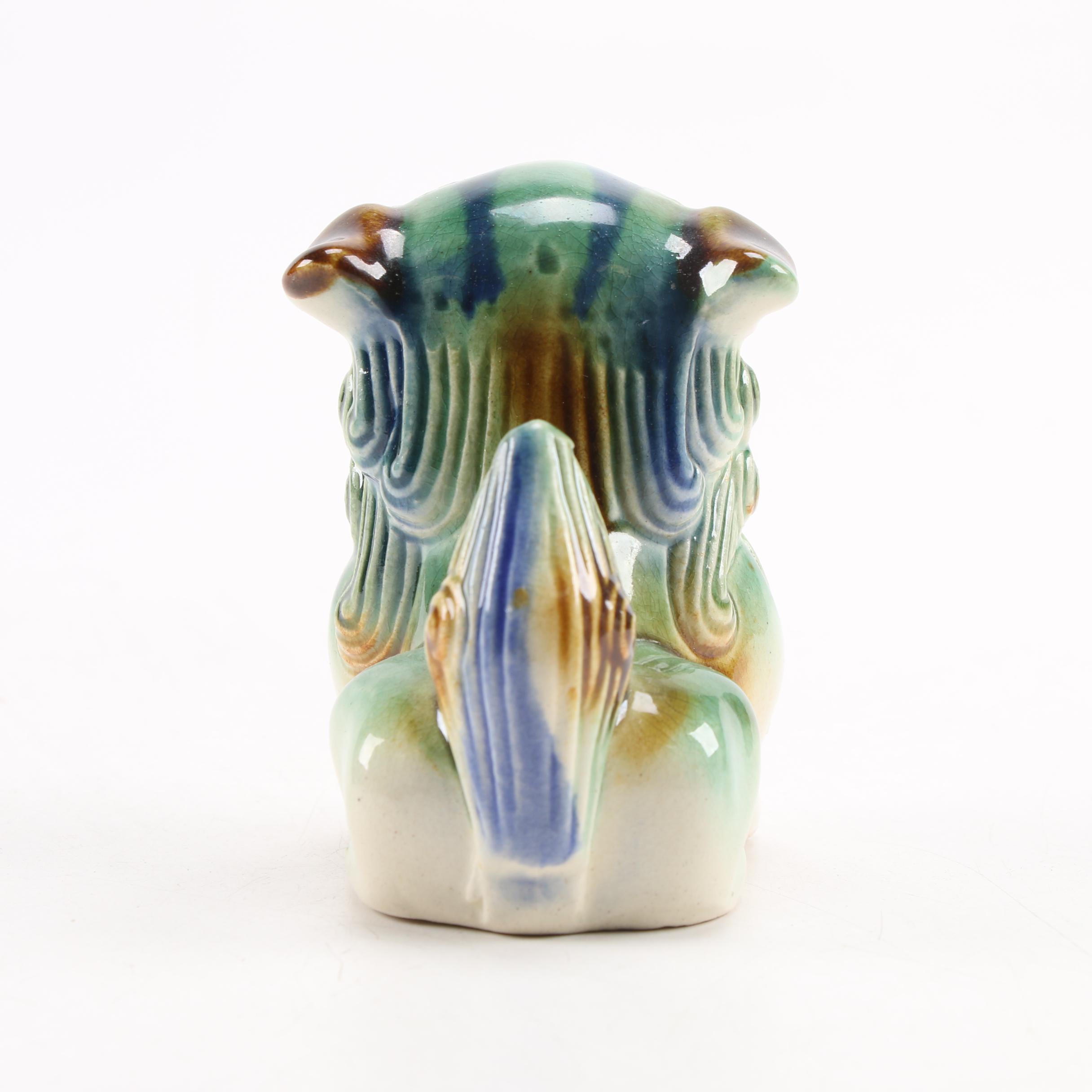 Chinese Style Sancai Glazed Ceramic Guardian Lion Figurines, Late 20th Century