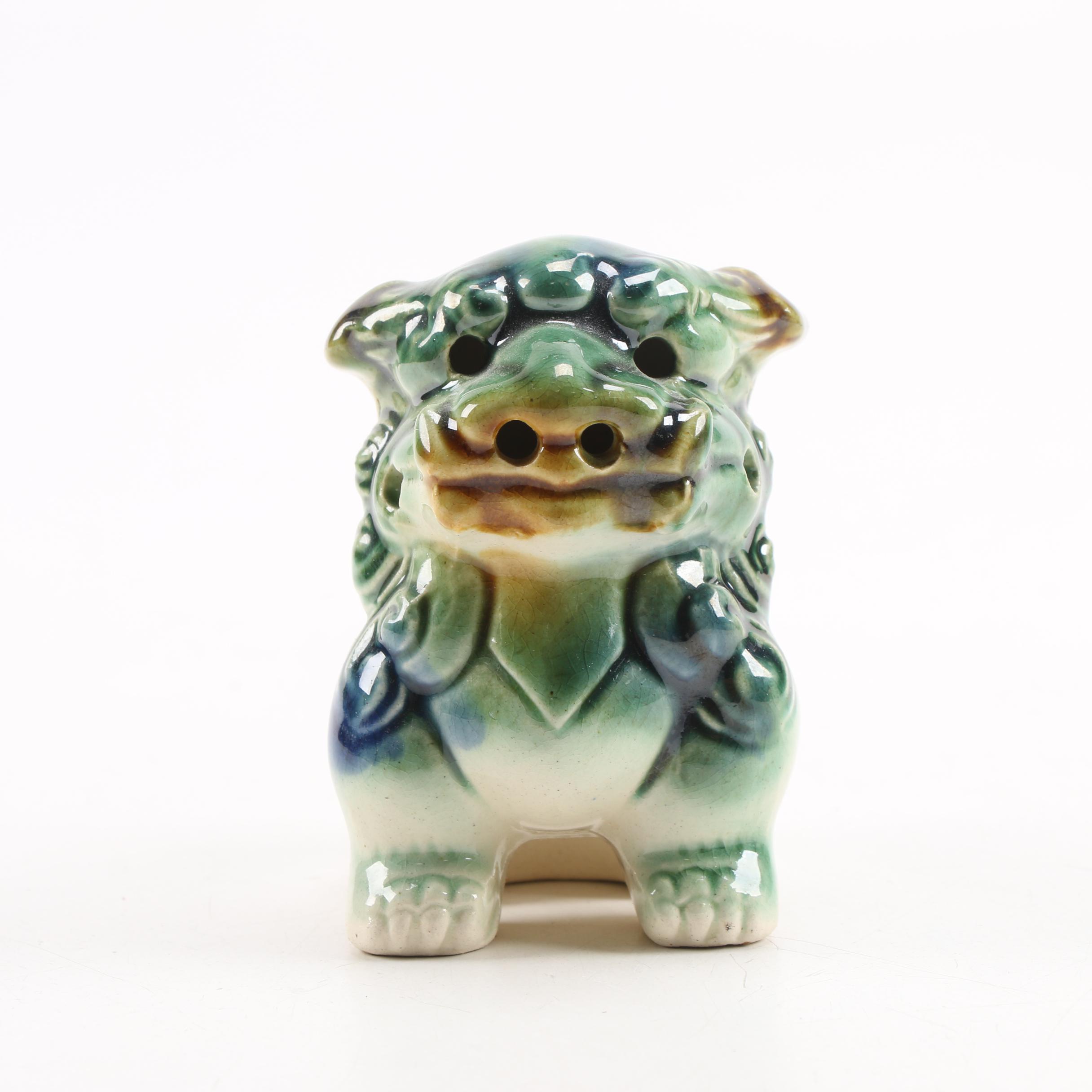Chinese Style Sancai Glazed Ceramic Guardian Lion Figurines, Late 20th Century