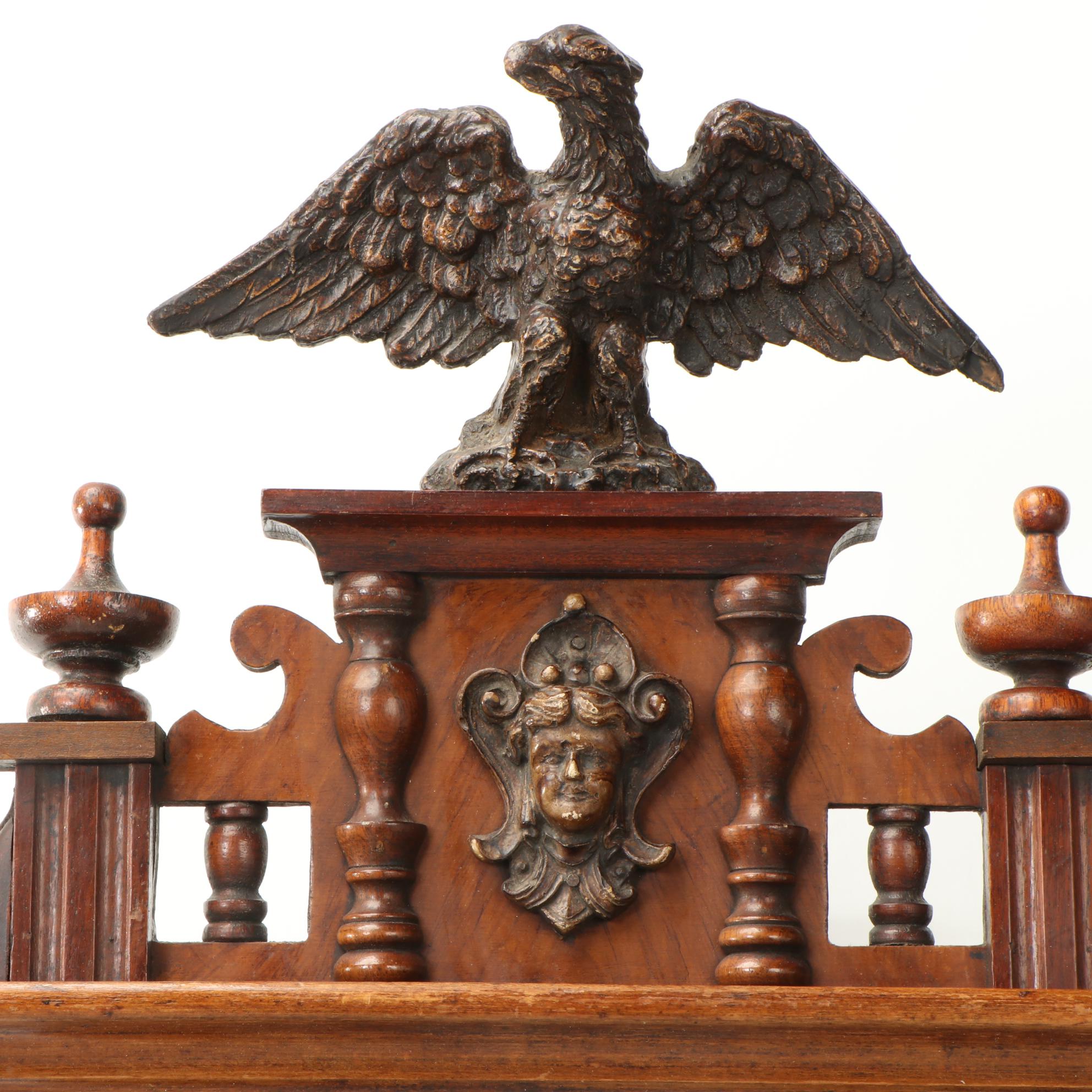 Viennese Regulator Alt Deutsch Style Walnut Clock with Eagle Finial
