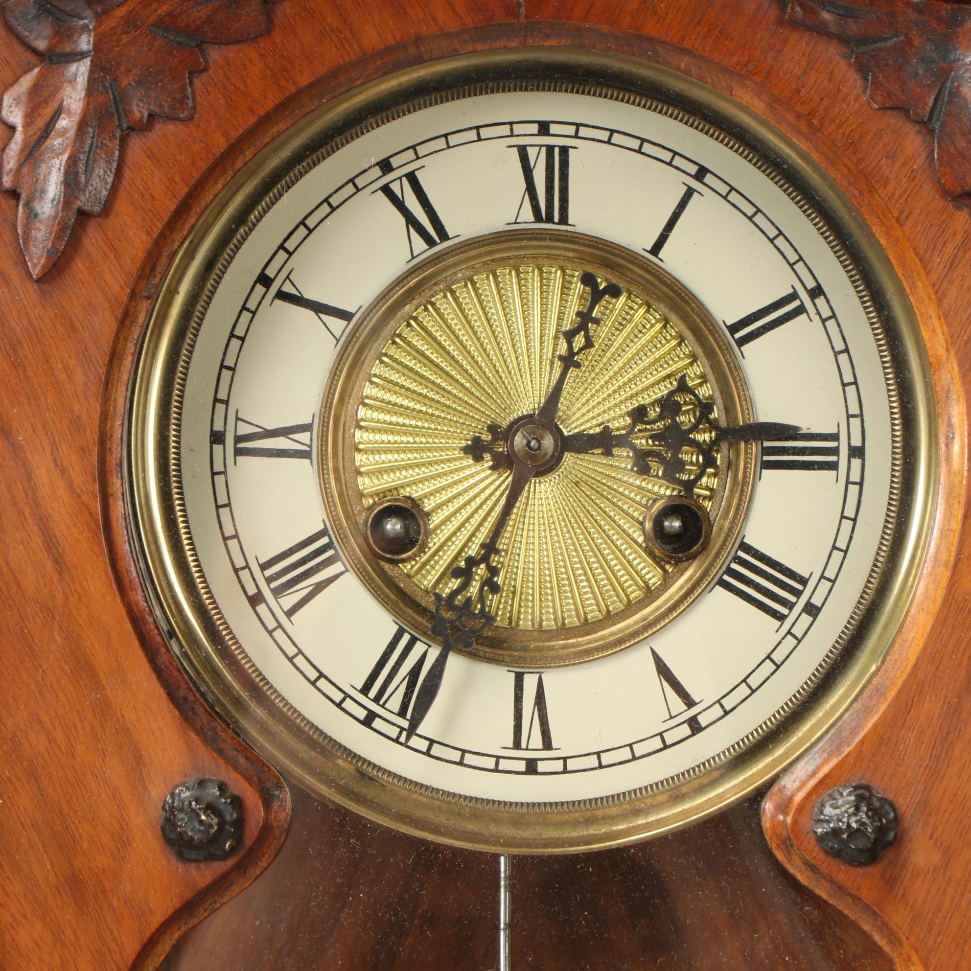 Viennese Regulator Alt Deutsch Style Walnut Clock with Eagle Finial