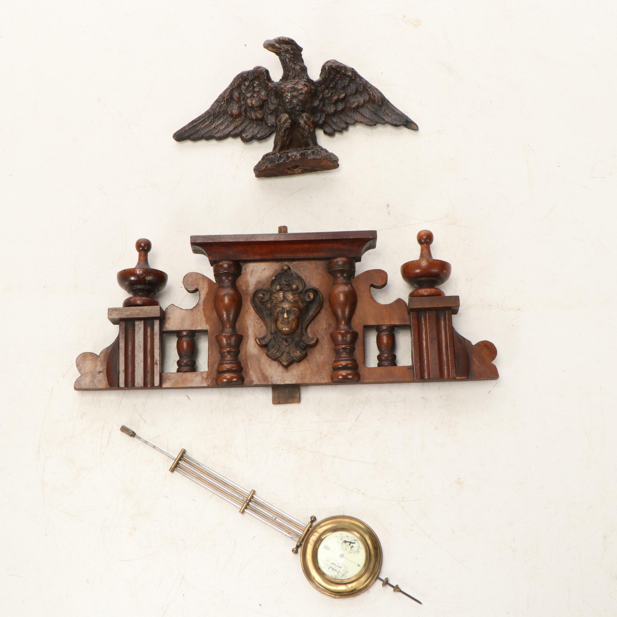 Viennese Regulator Alt Deutsch Style Walnut Clock with Eagle Finial