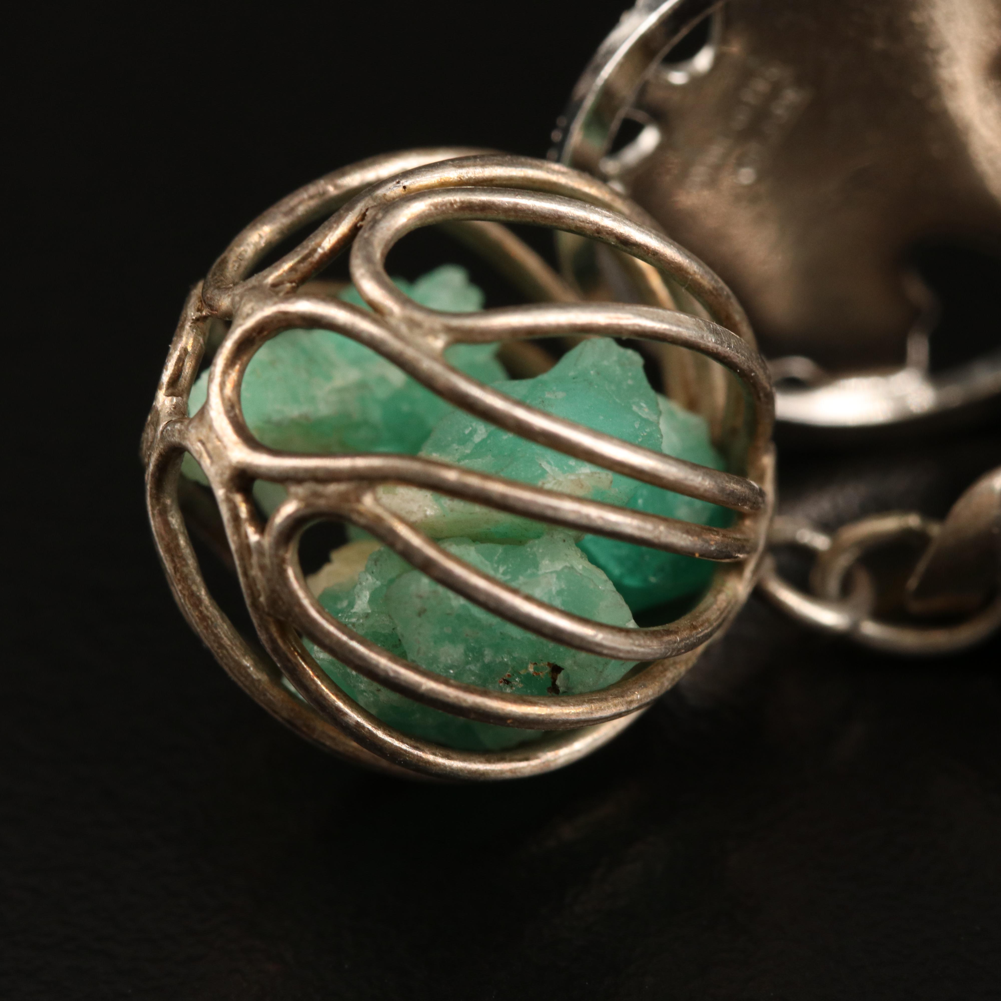 Vintage Sterling, 800 and 900 Silver Charm Bracelets with Gemstones