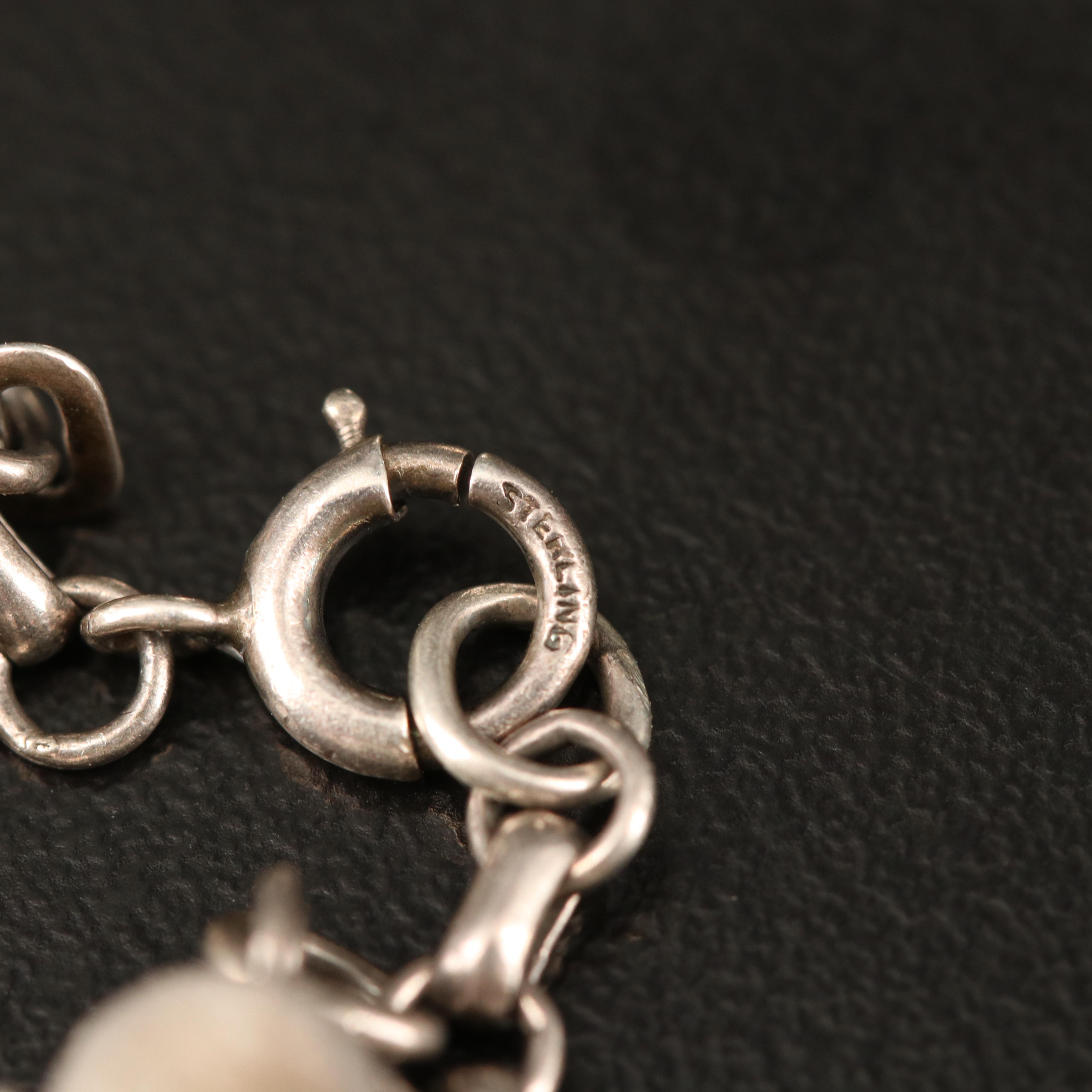 Vintage Sterling, 800 and 900 Silver Charm Bracelets with Gemstones