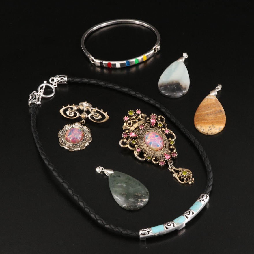 Gemstone and Glass Jewelry Selection Featuring Pendants