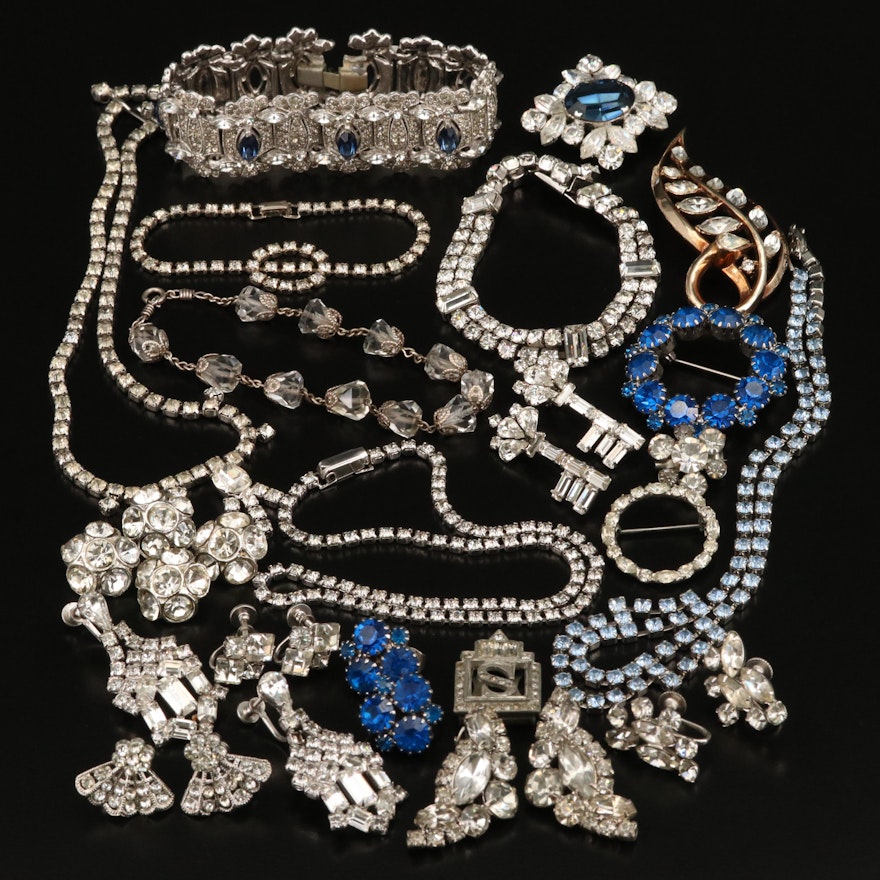 Rhinestone Jewelry Including Crown Trifari and Weiss