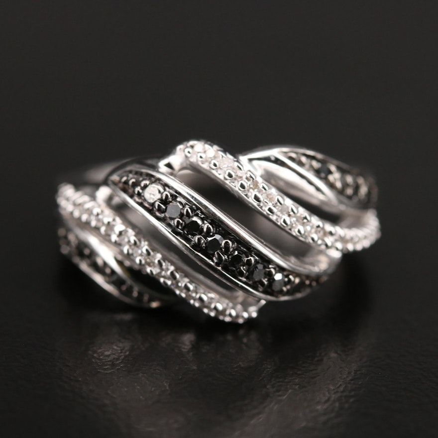 Sterling Diamond Multi-Row Ring